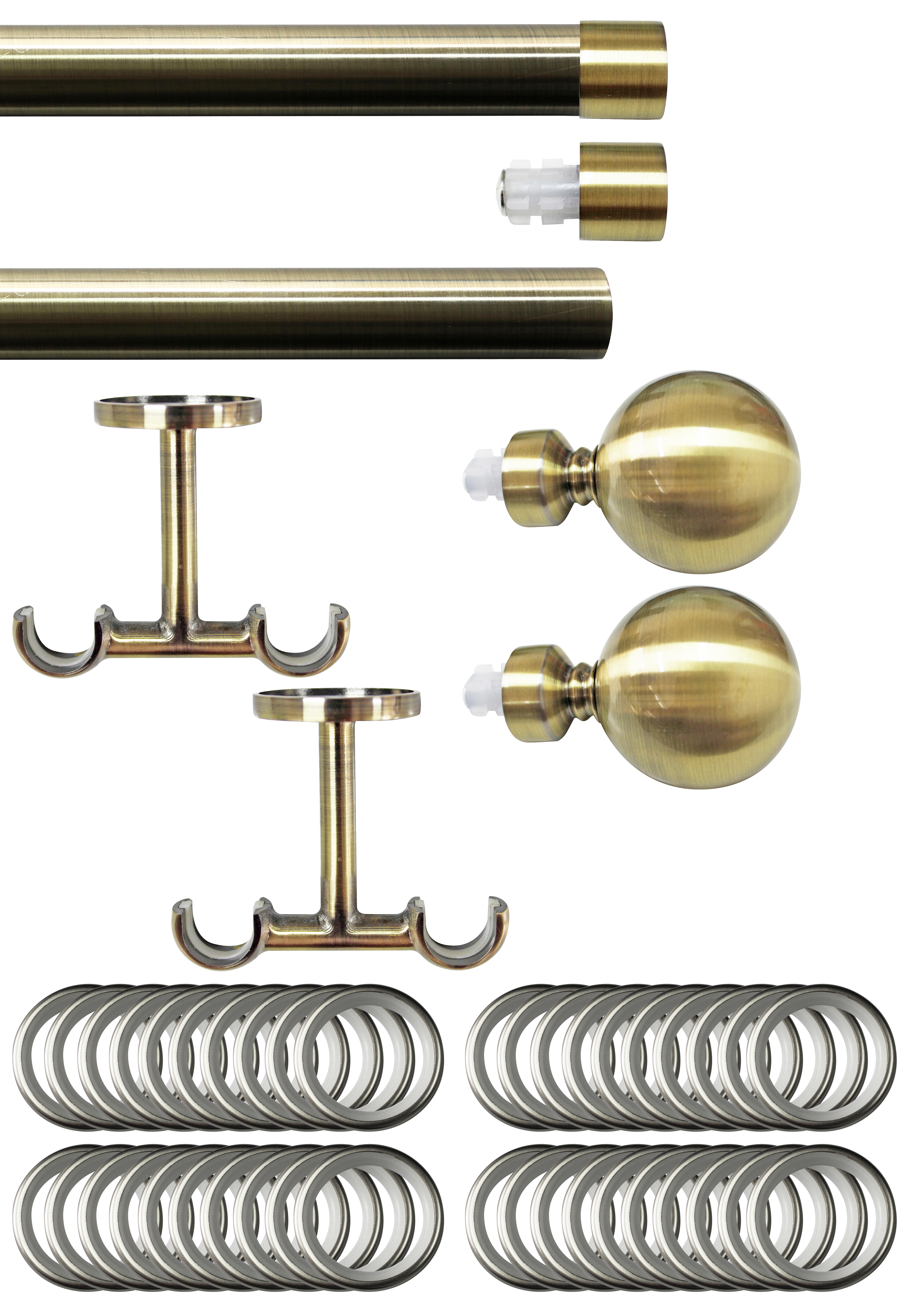 Set 2 barras de metal diámetro 20mm bra techo 2m inspire con anillas bola