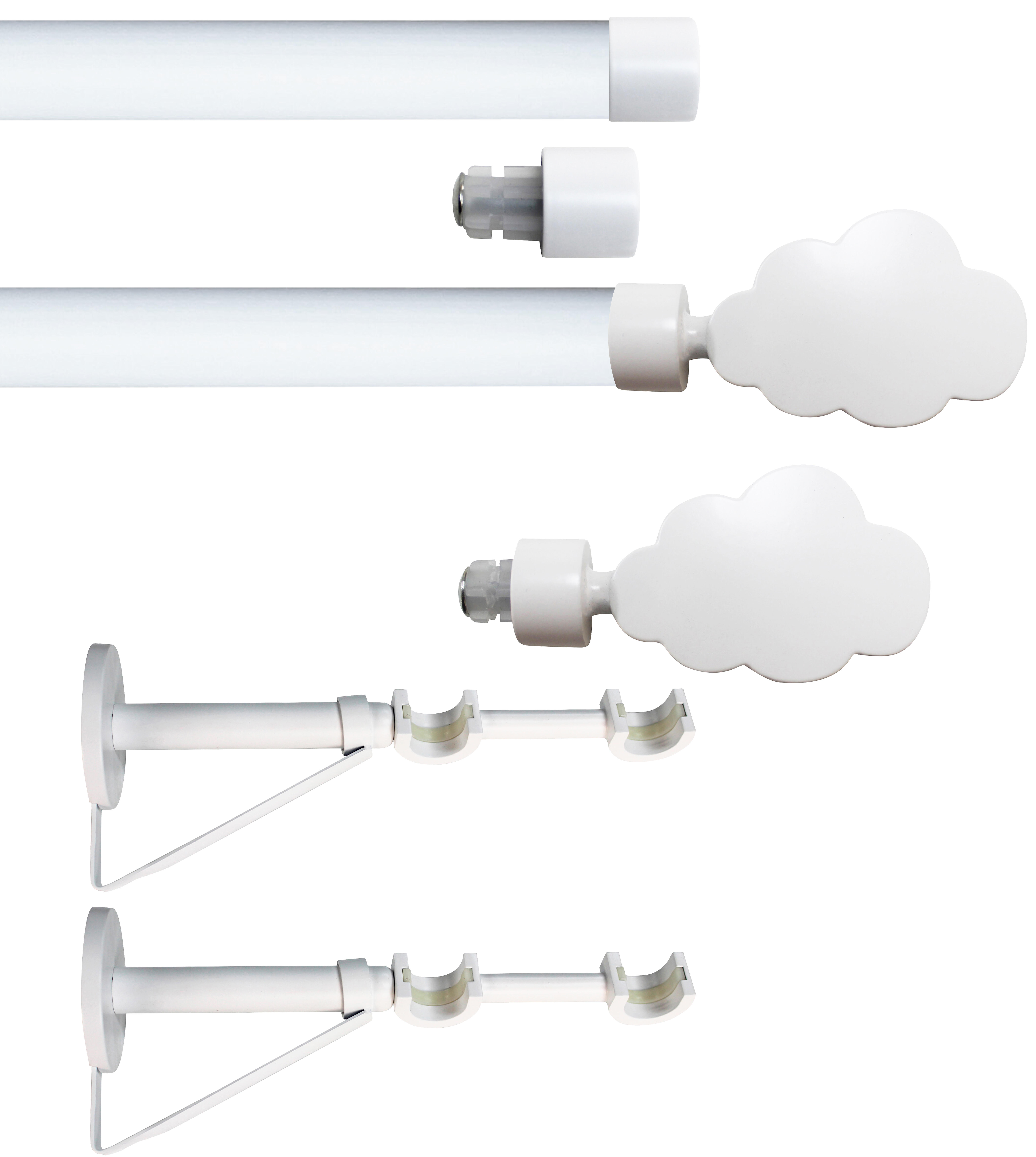 Set 2 barras de metal diámetro 20mm blanco a pared 2m inspire nube