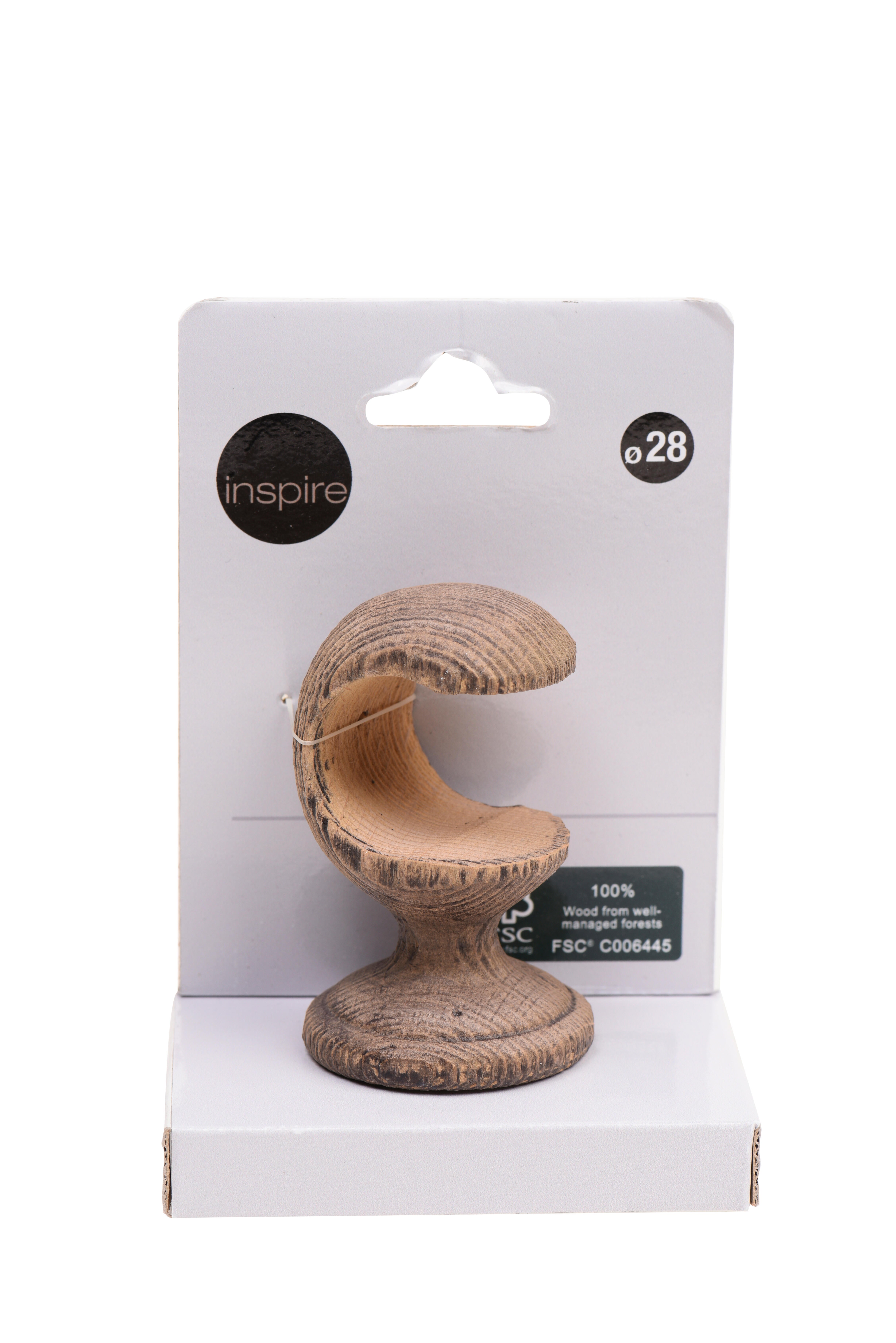 1 Soporte a techo y a pared para barra diámetro 28 mm Glamour madera Bois Dore patinado fijo 5 cm - 5