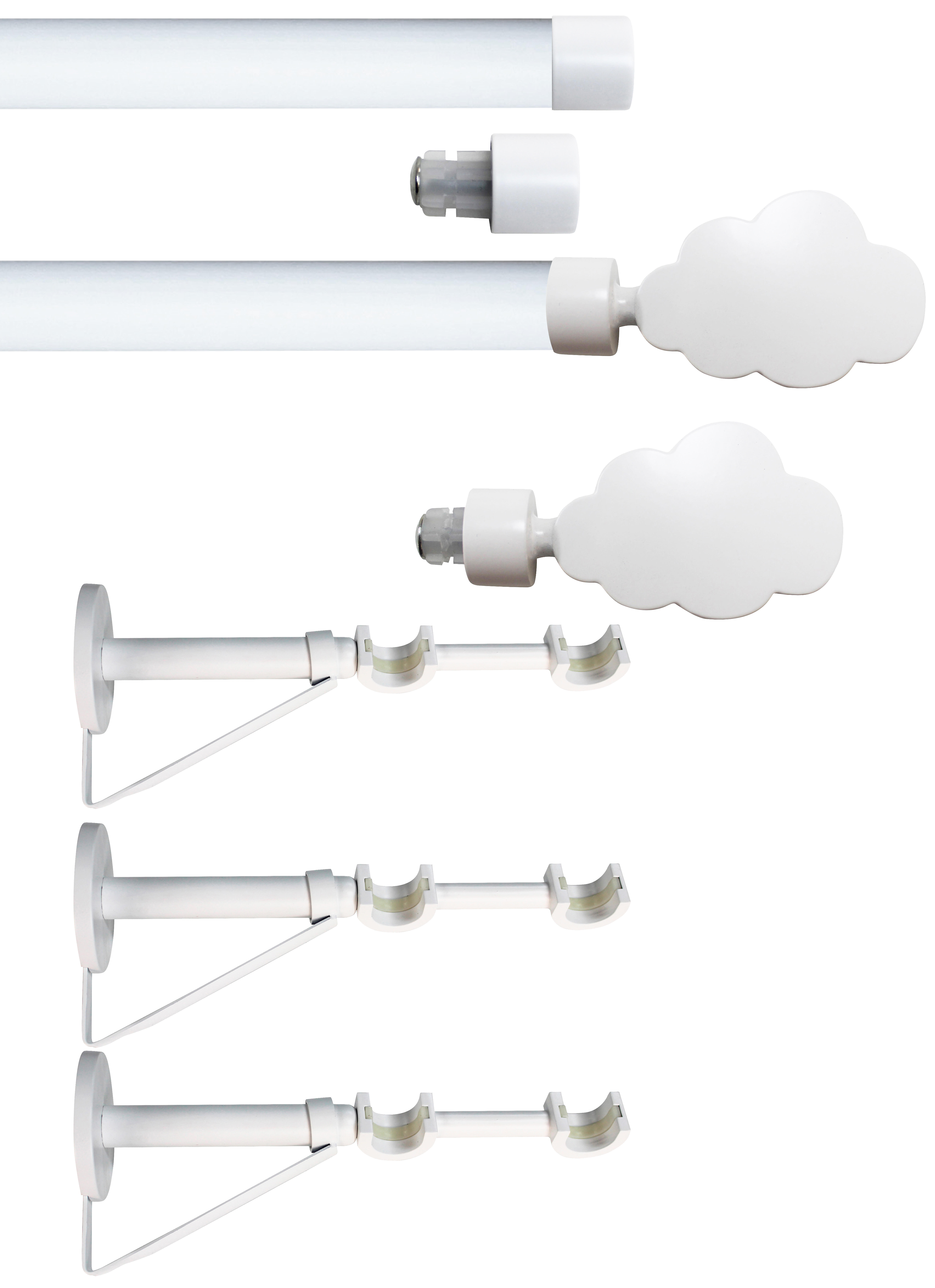 Set 2 barras de metal diámetro 20mm blanco a pared 2.5m inspire nube