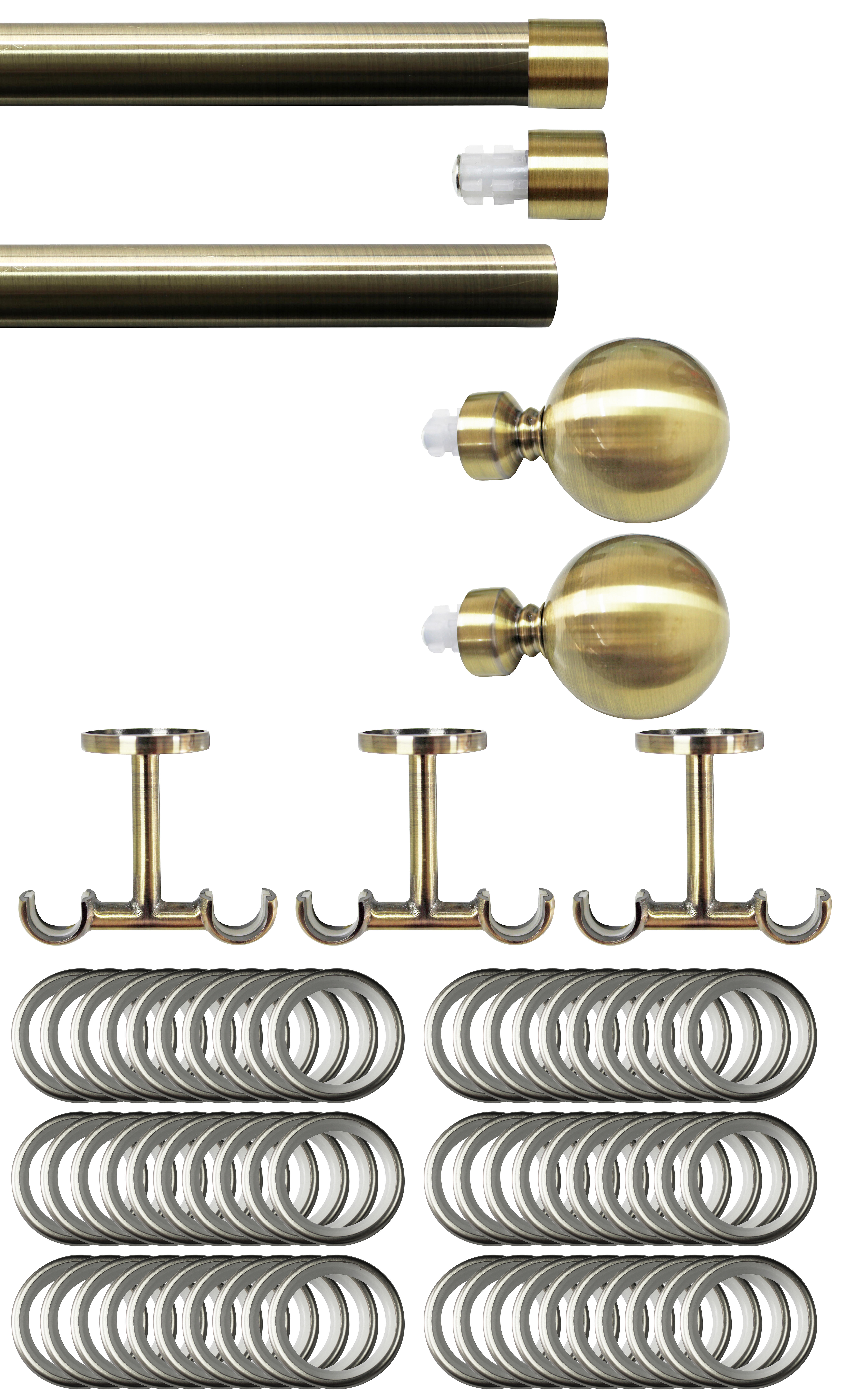 Set 2 barras de metal diámetro 20mm bra techo 2.5m inspire con anillas bola