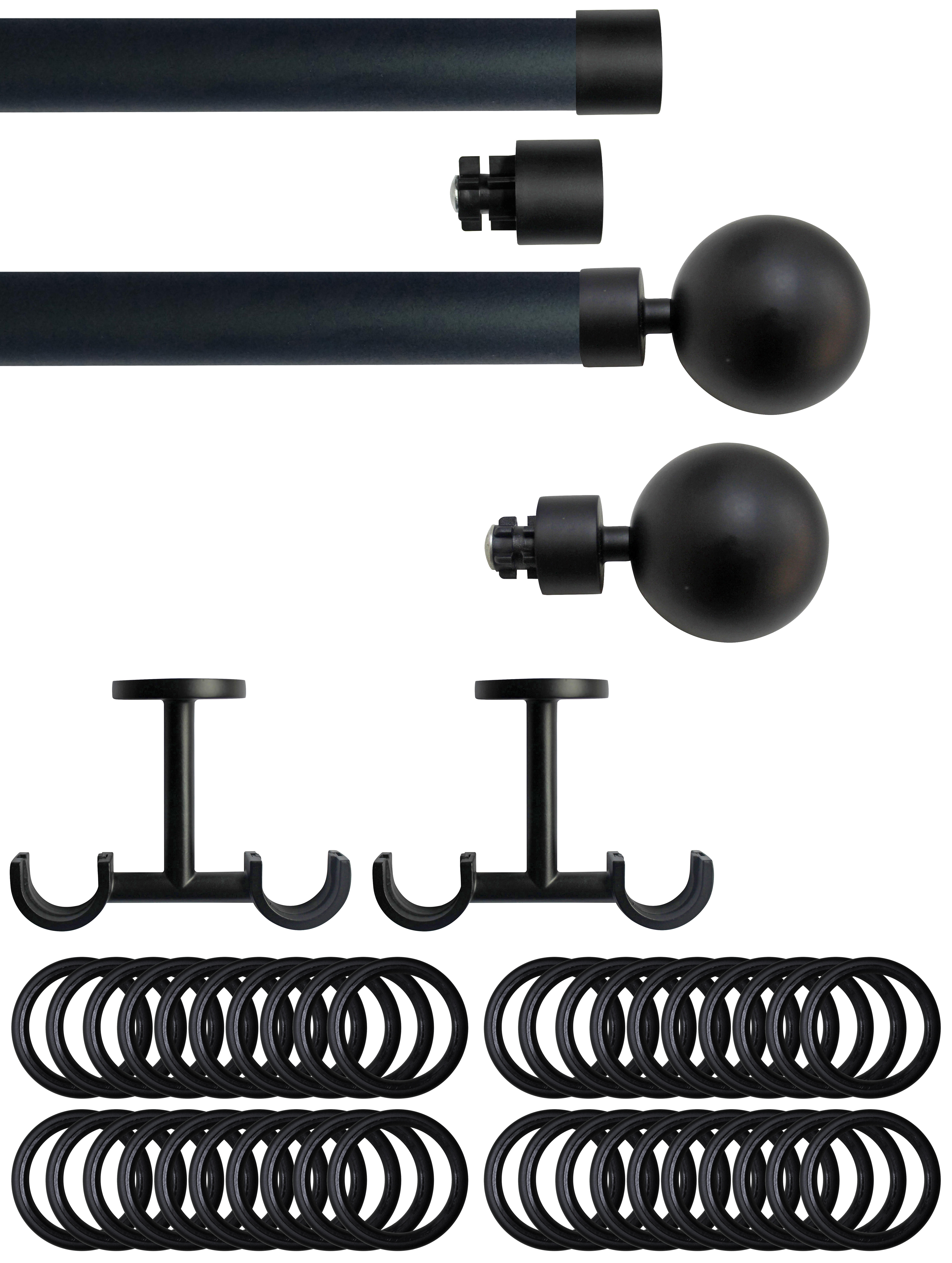 Set 2 barras de metal diámetro 28mm negro a techo 2m inspire con anillas bola