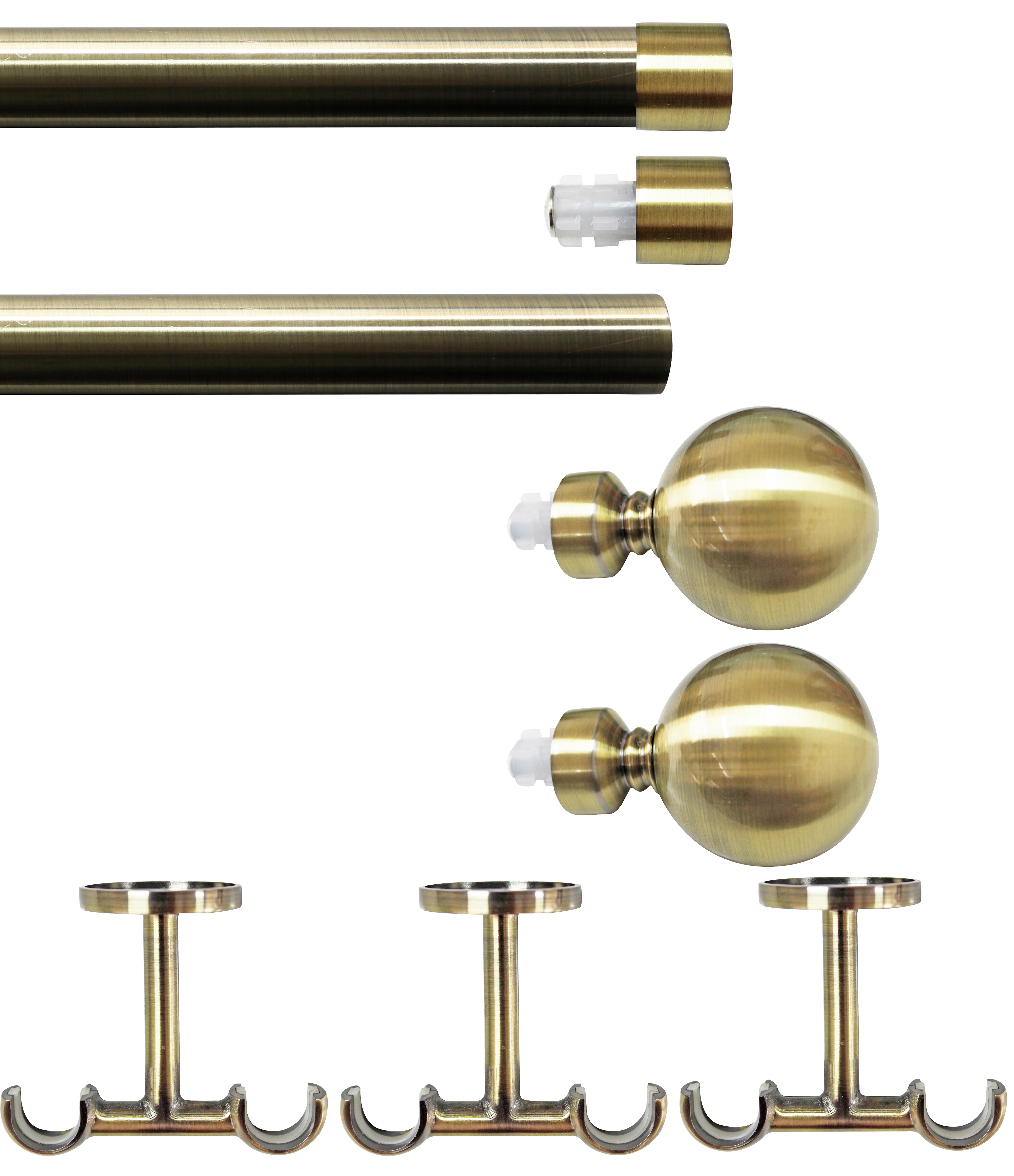 Set 2 barras de metal diámetro 20mm bronce techo 2.5m inspire bola