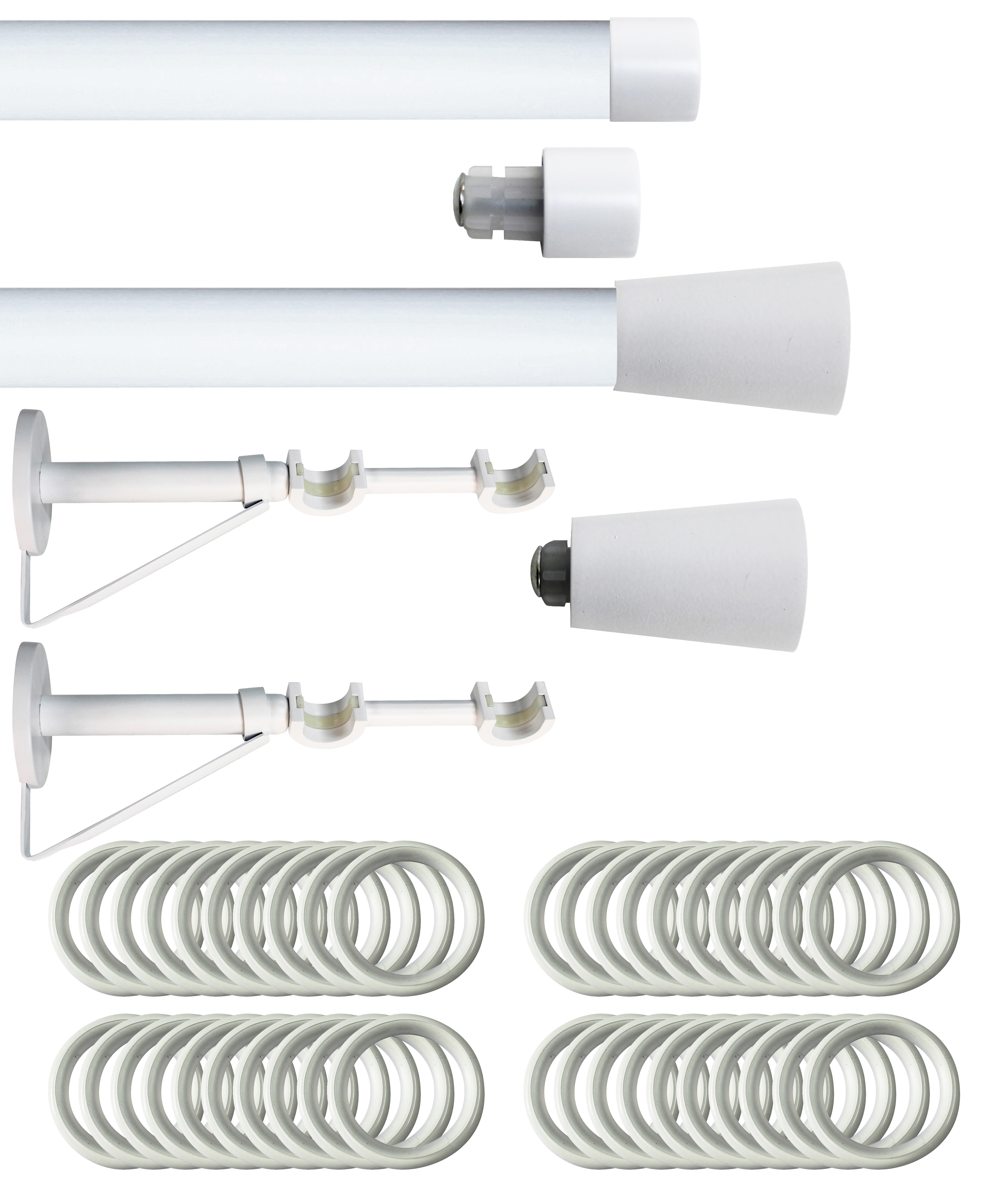 Set 2 barras de metal diámetro 20mm bl a pared 1.50m inspire con anillas cop