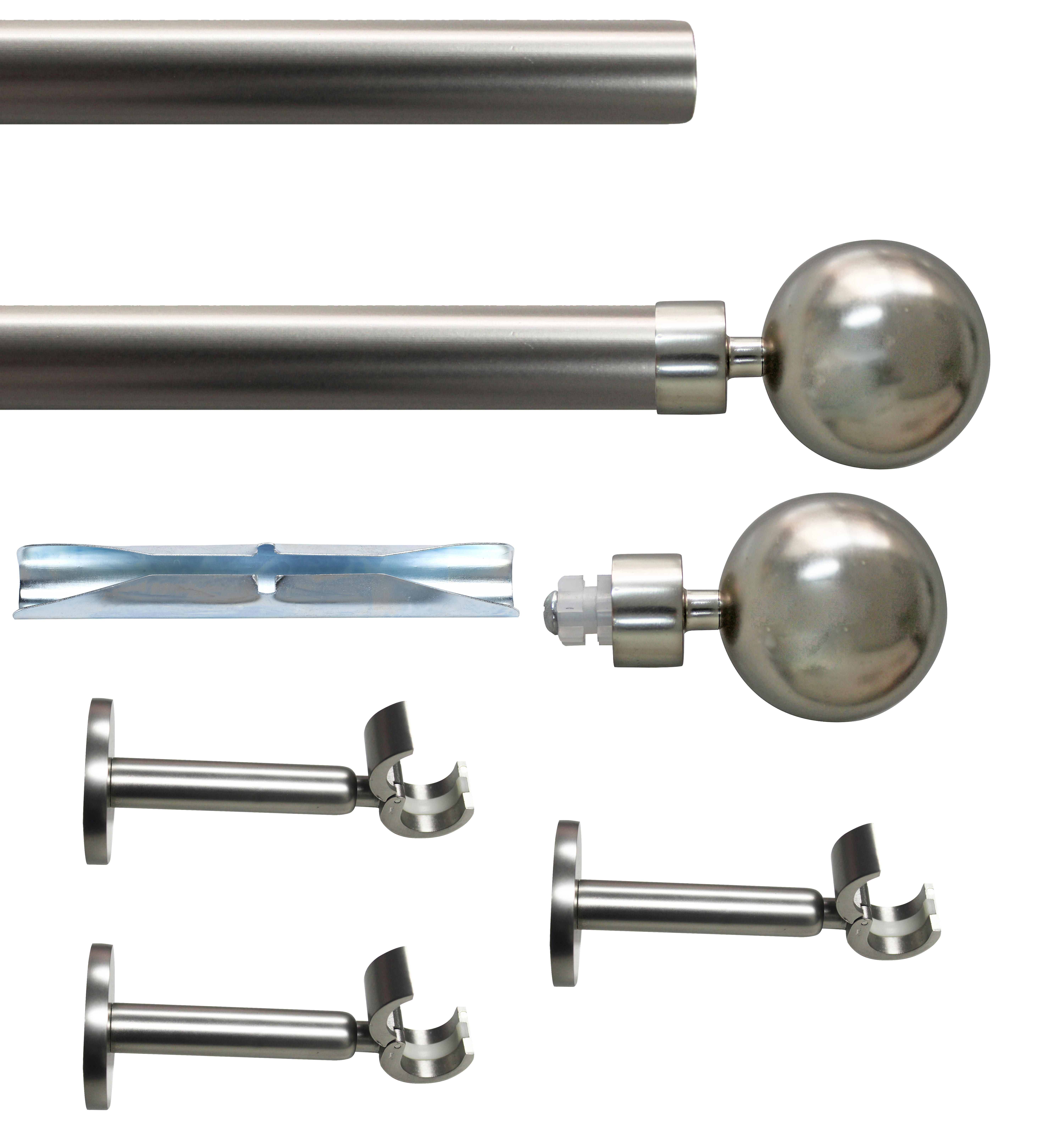Set barra de metal diámetro 28mm cromo a pared 4m inspire bola