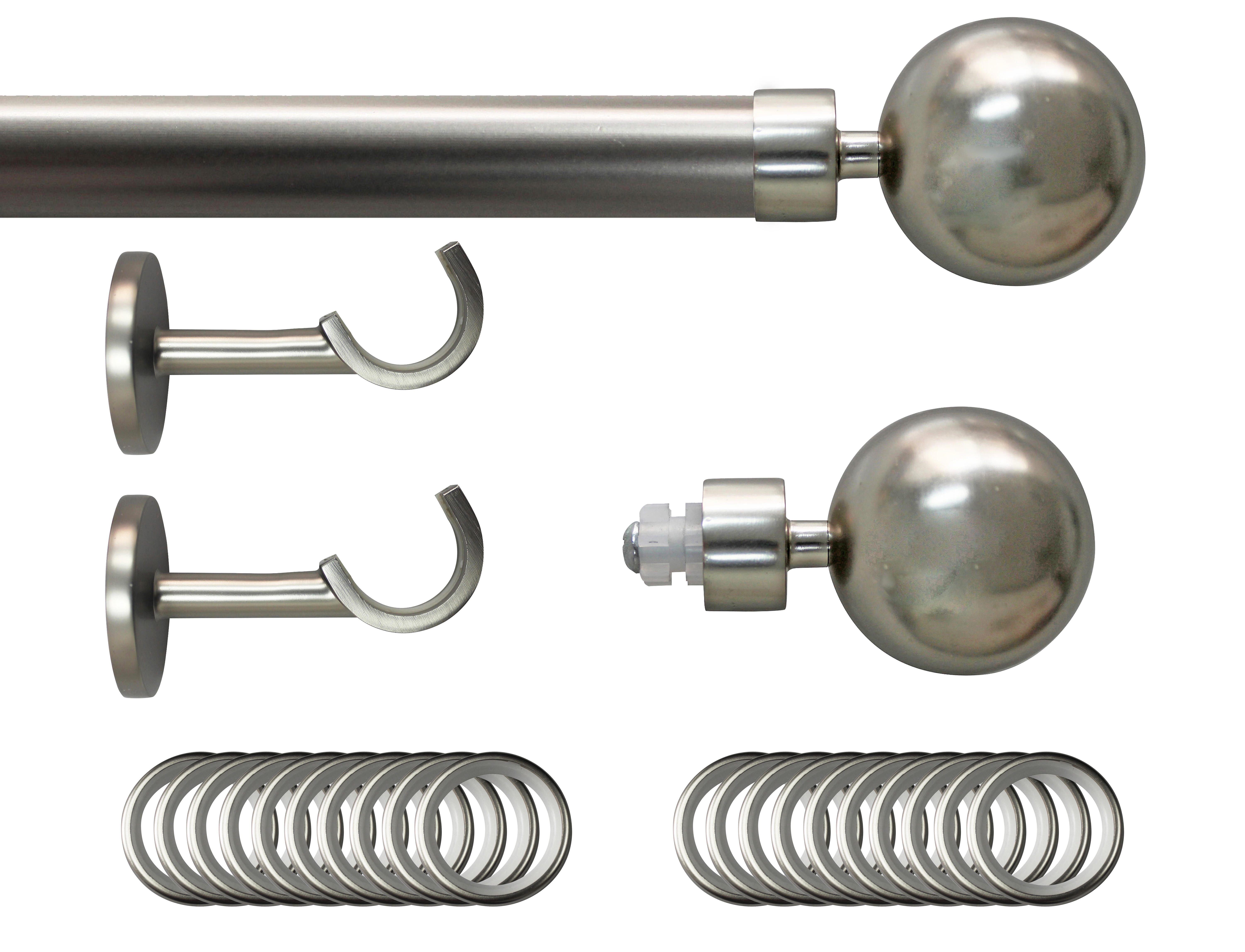 Set barra de metal diámetro 28mm cromo a techo 1.50m inspire con anillas bola