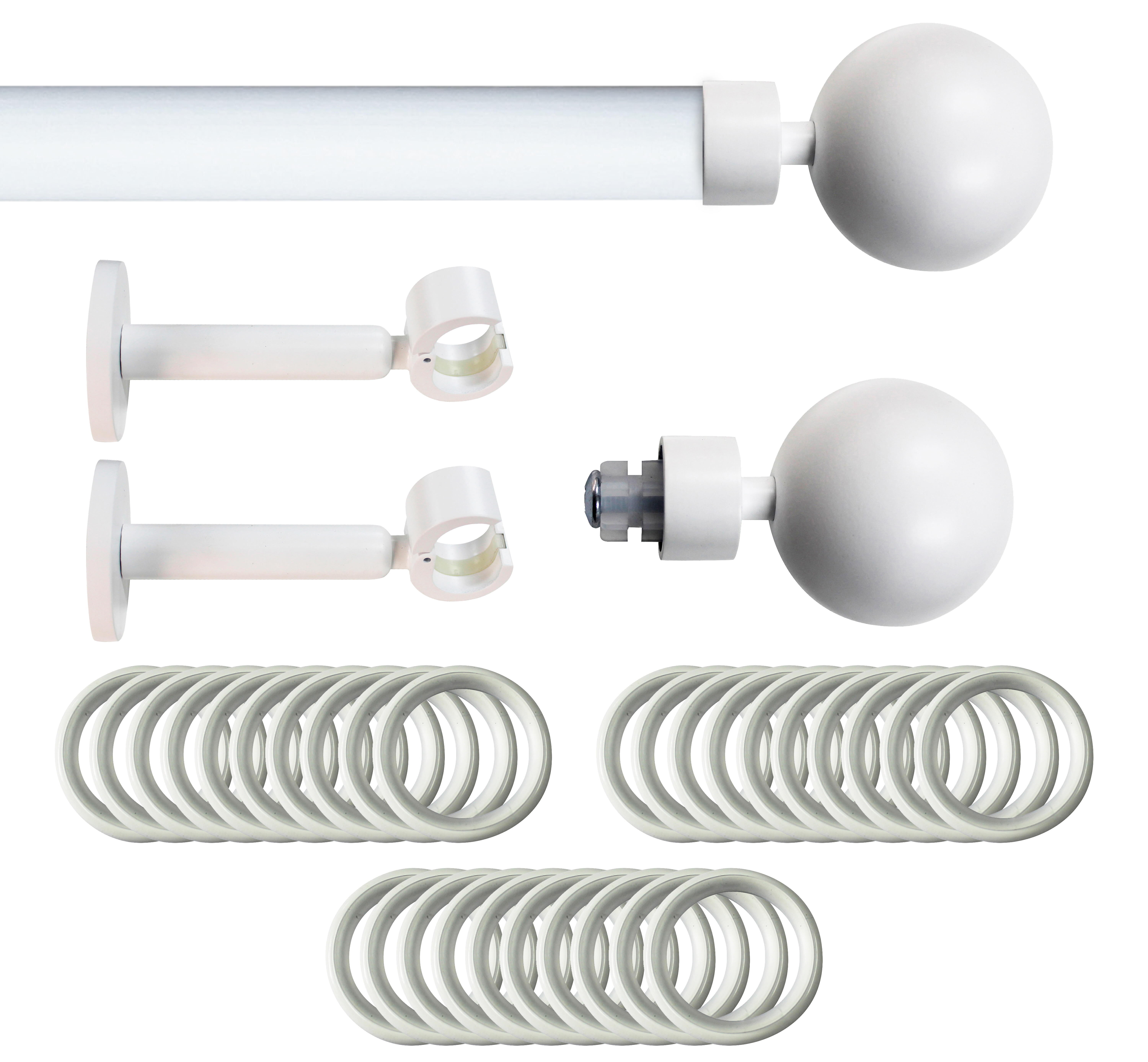 Set barra de metal diámetro 20mm blanco a pared 2.5m inspire con anillas bo