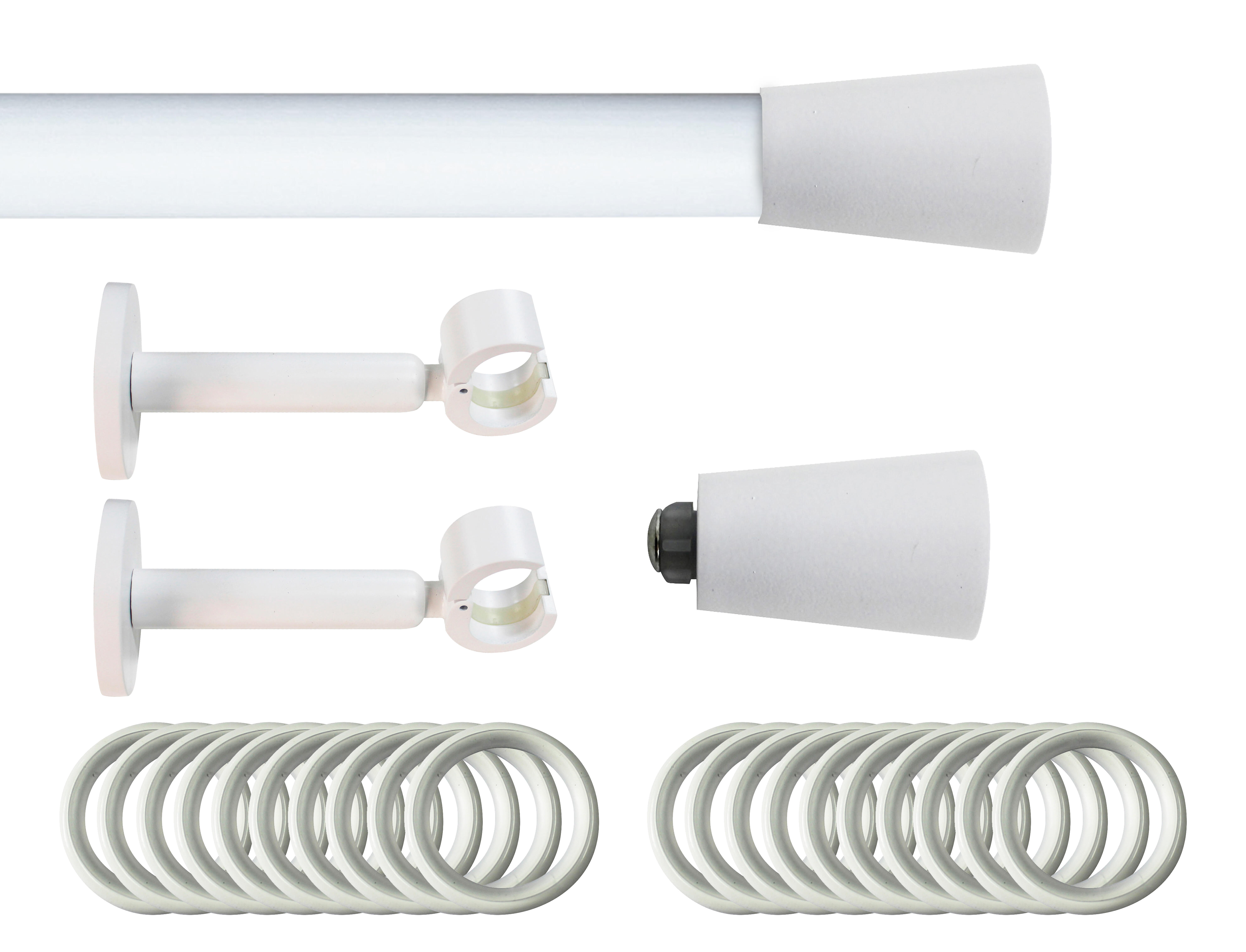 Set barra de metal diámetro 20mm blanco a pared 1.50m inspire con anillas co