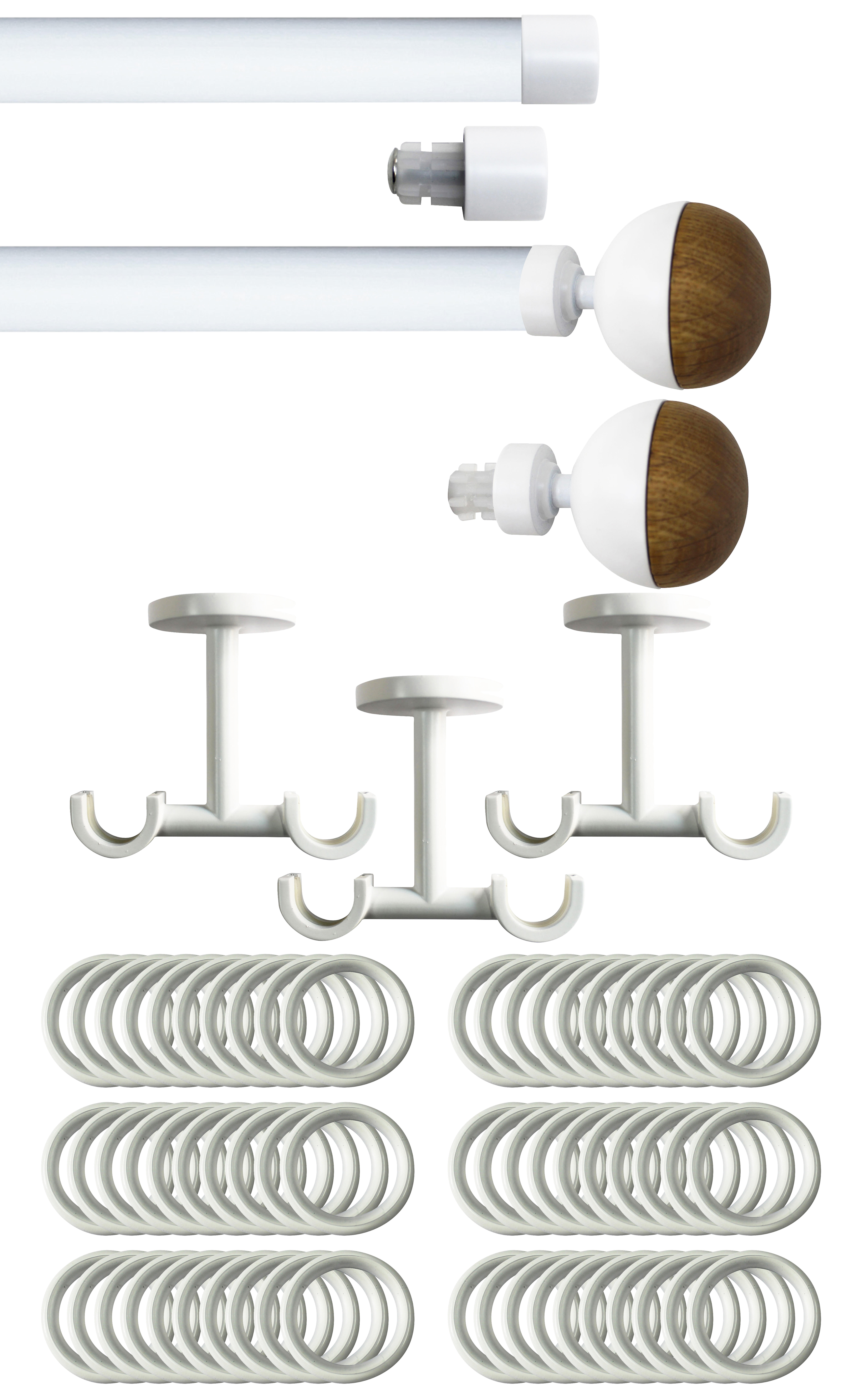 Set 2 barras de metal diámetro 20mm bla techo 2.5m inspire con anillas lu