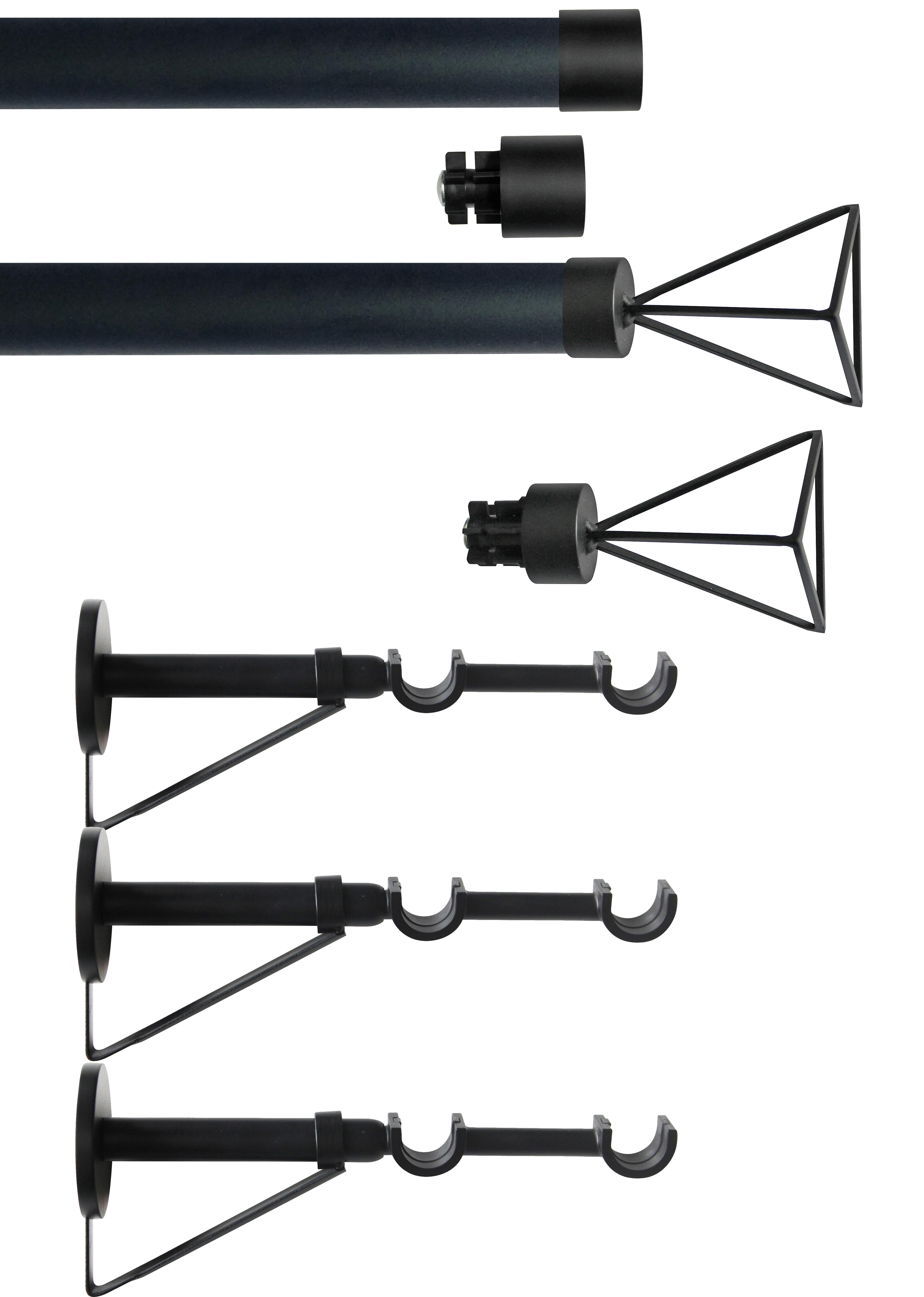 Set 2 barras de metal diámetro 28mm negro a pared 2.5m inspire trapecio