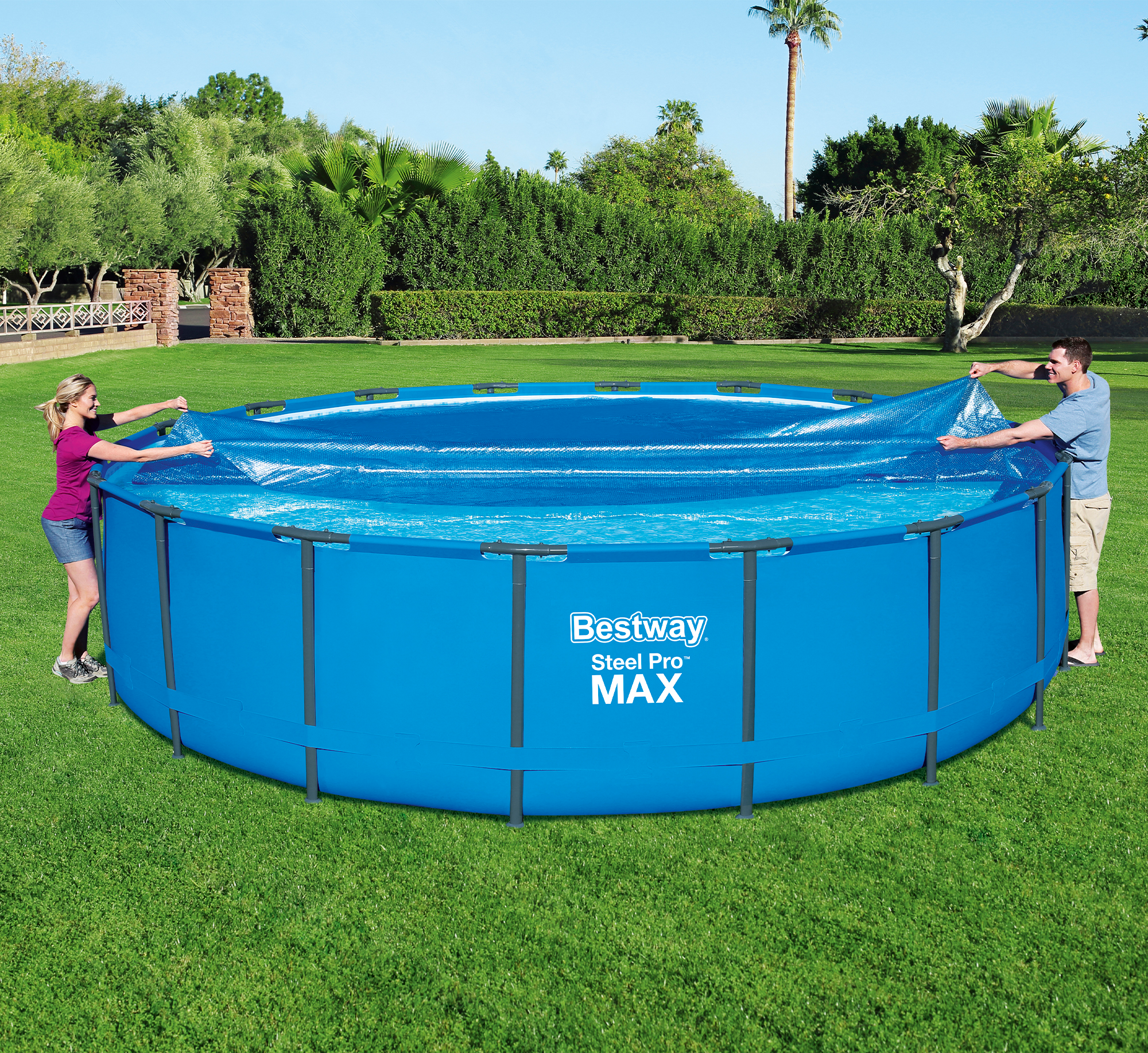 Cubierta de verano para piscina redonda de PVC de Ø 549 cm BESTWAY - 3