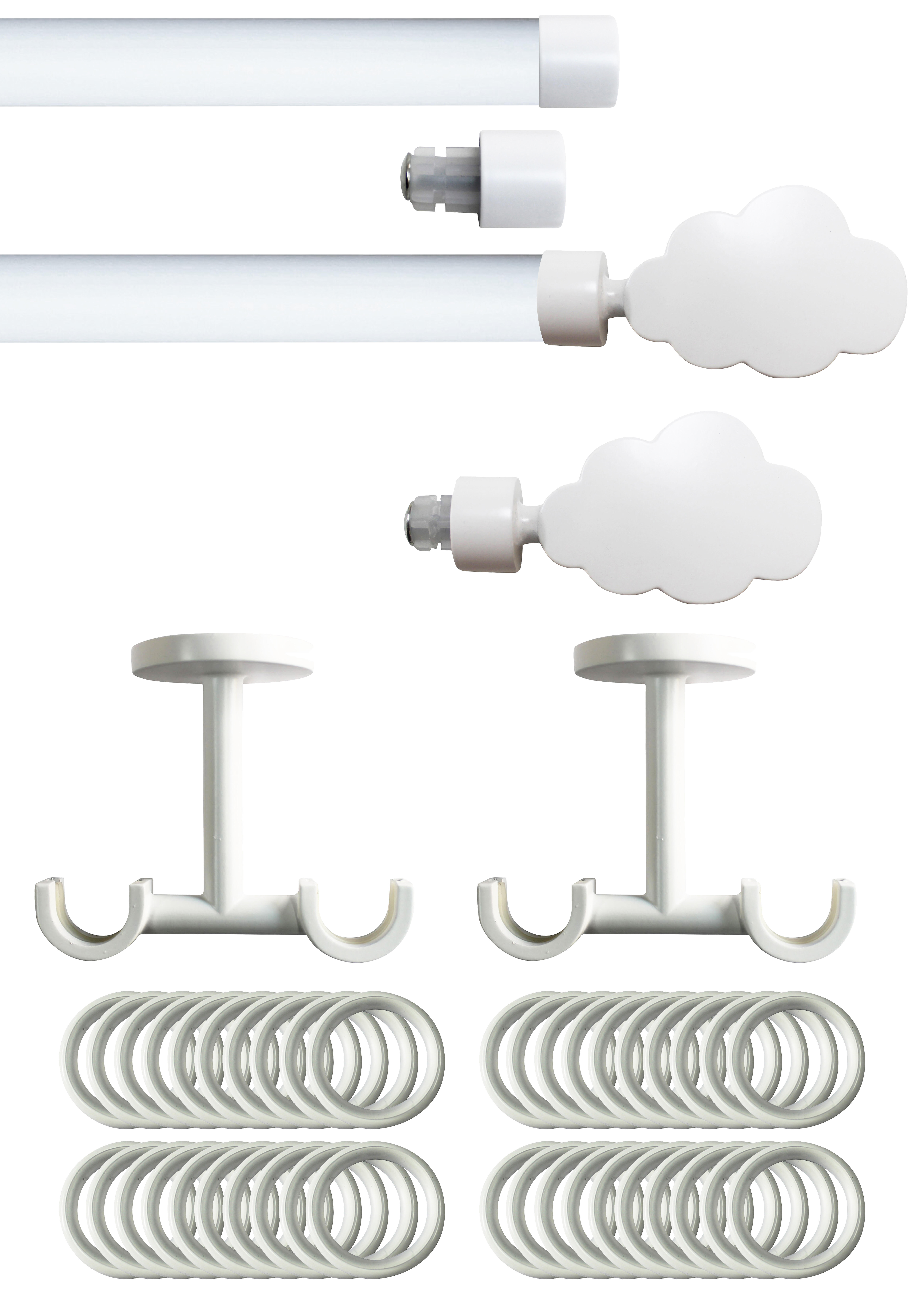 Set 2 barras de metal diámetro 20mm bla techo 1.50m inspire con anillas nu