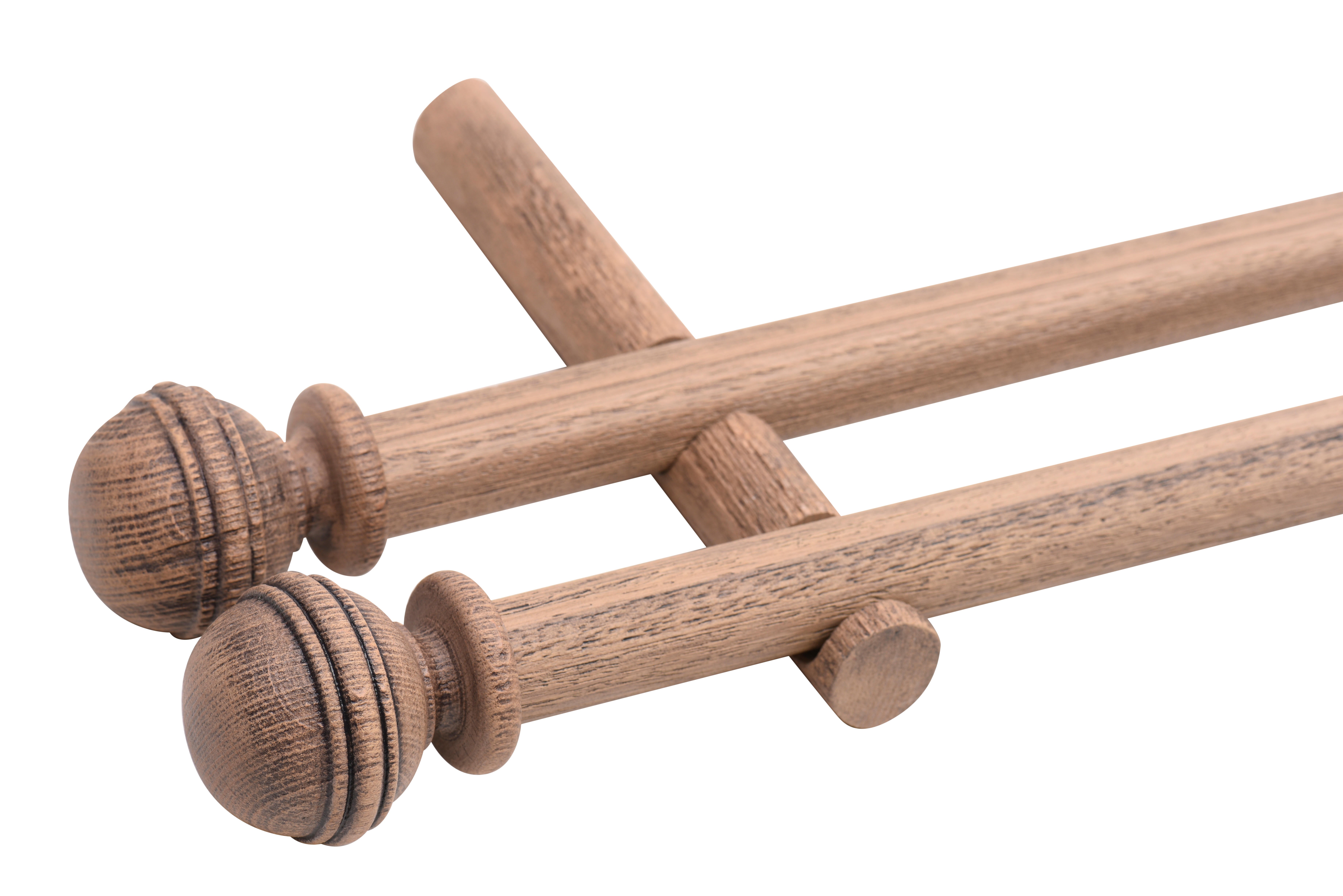 1 Soporte a pared para 2 barras diámetro 28 mm Glamour madera Bois Dore patinado fijo 20 cm - 2