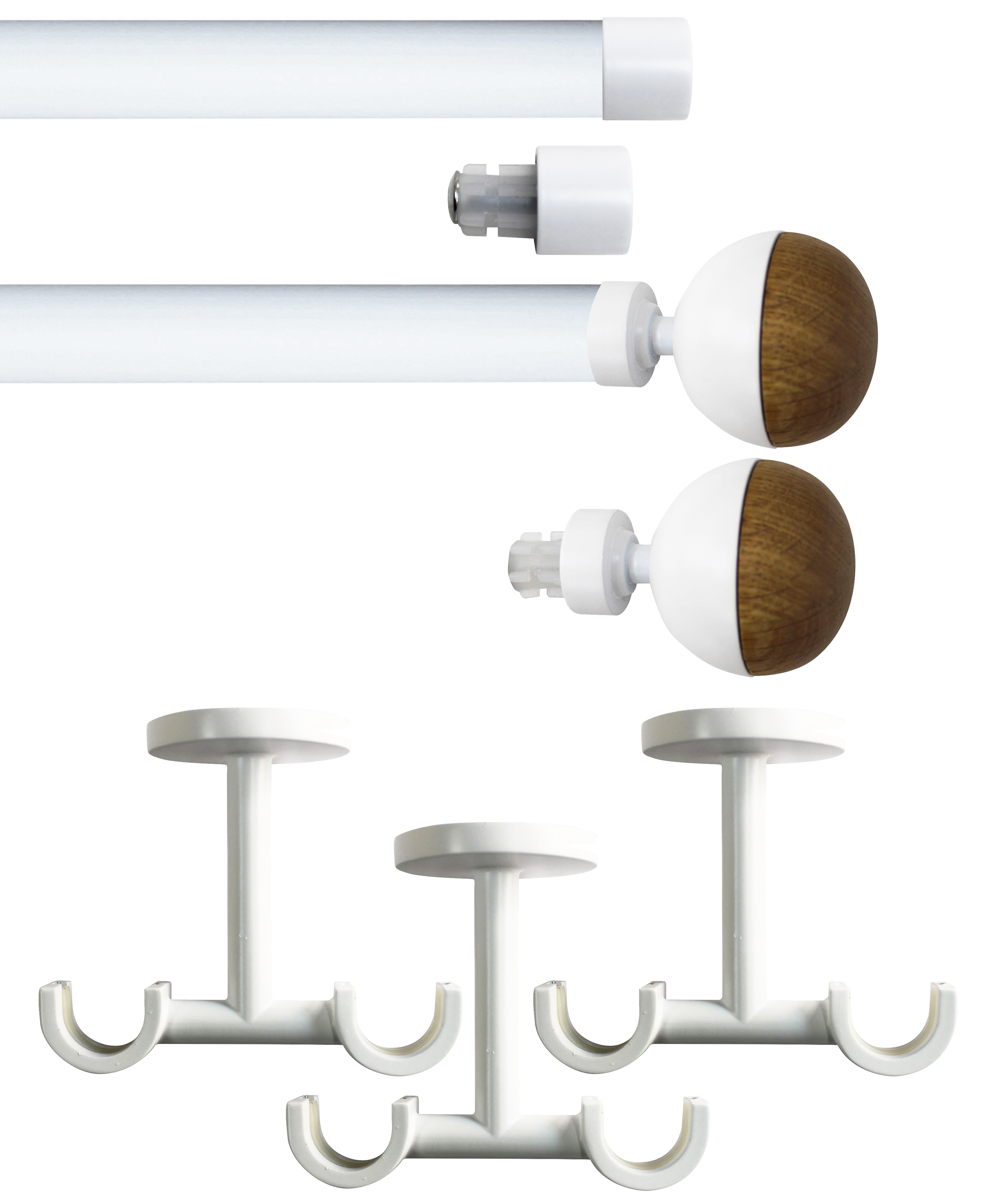 Set 2 barras de metal diámetro 20mm blanco a techo 2.5m inspire luna