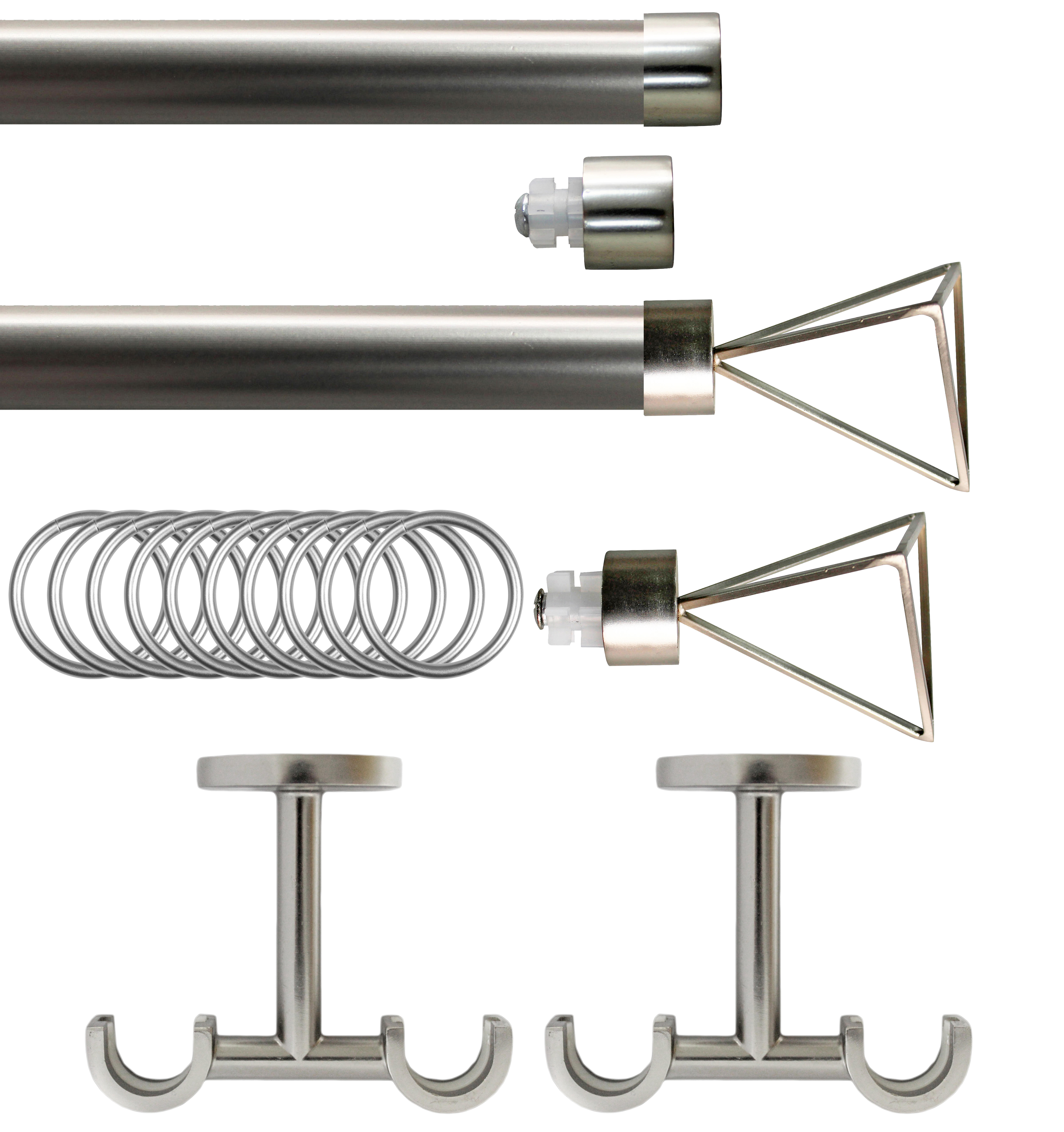 Set 2 barras metal diámetro 20mm cromo a techo 1.50m inspire c/anillas trapecio