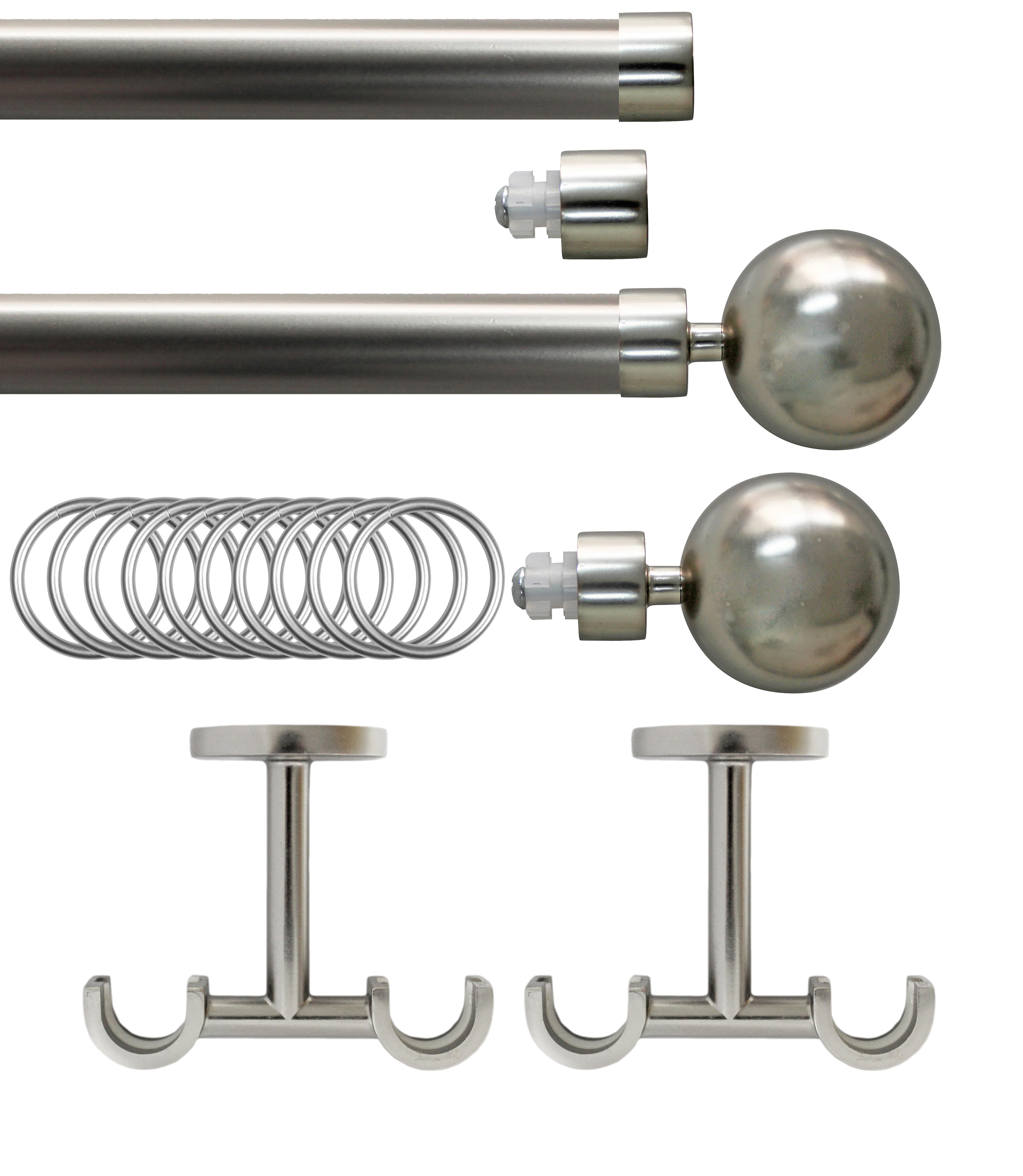 Set 2 barras de metal diámetro 20mm cromo a techo 1.50m inspire con anillas bola