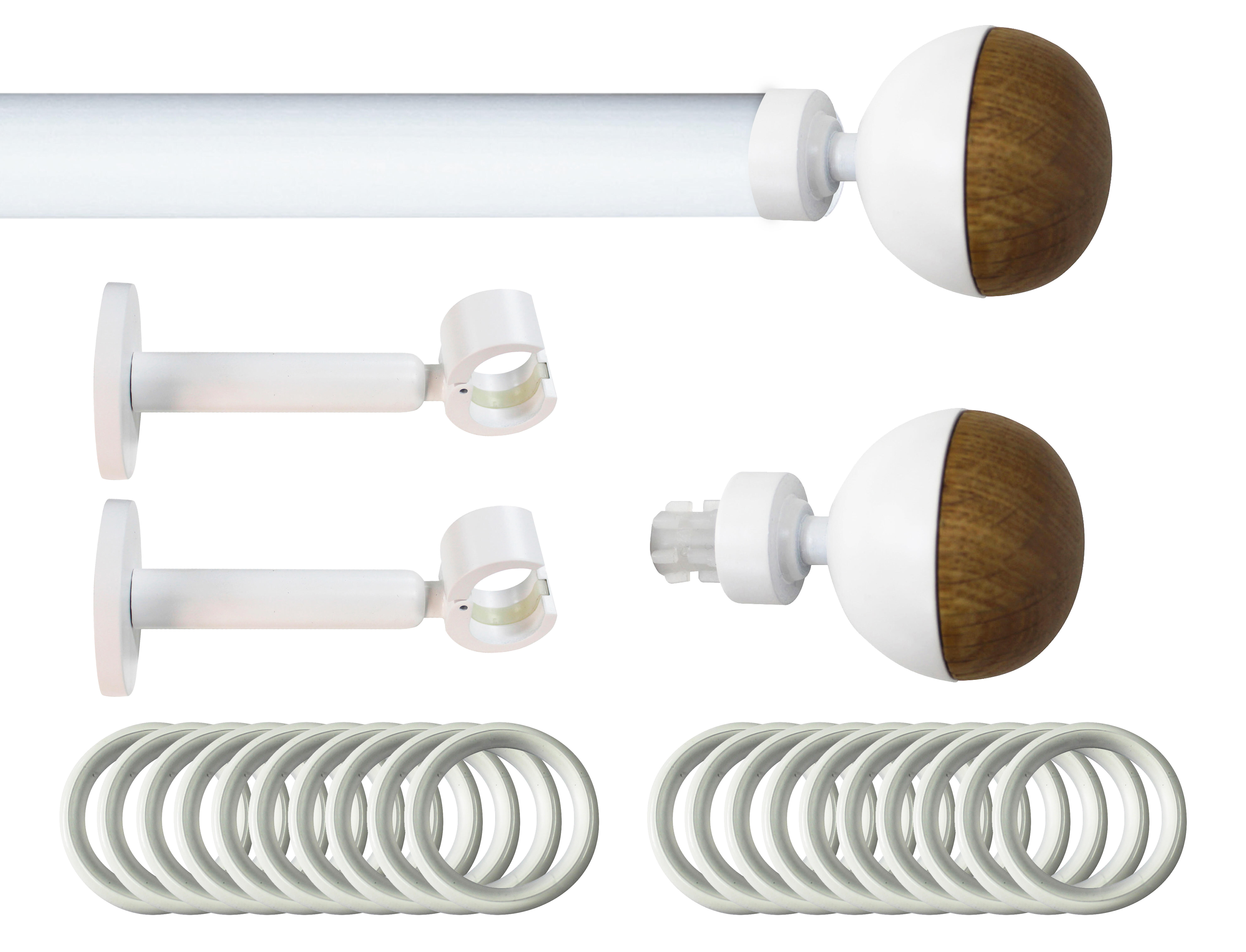 Set barra de metal diámetro 20mm blanco a pared 1.50m inspire con anillas lu