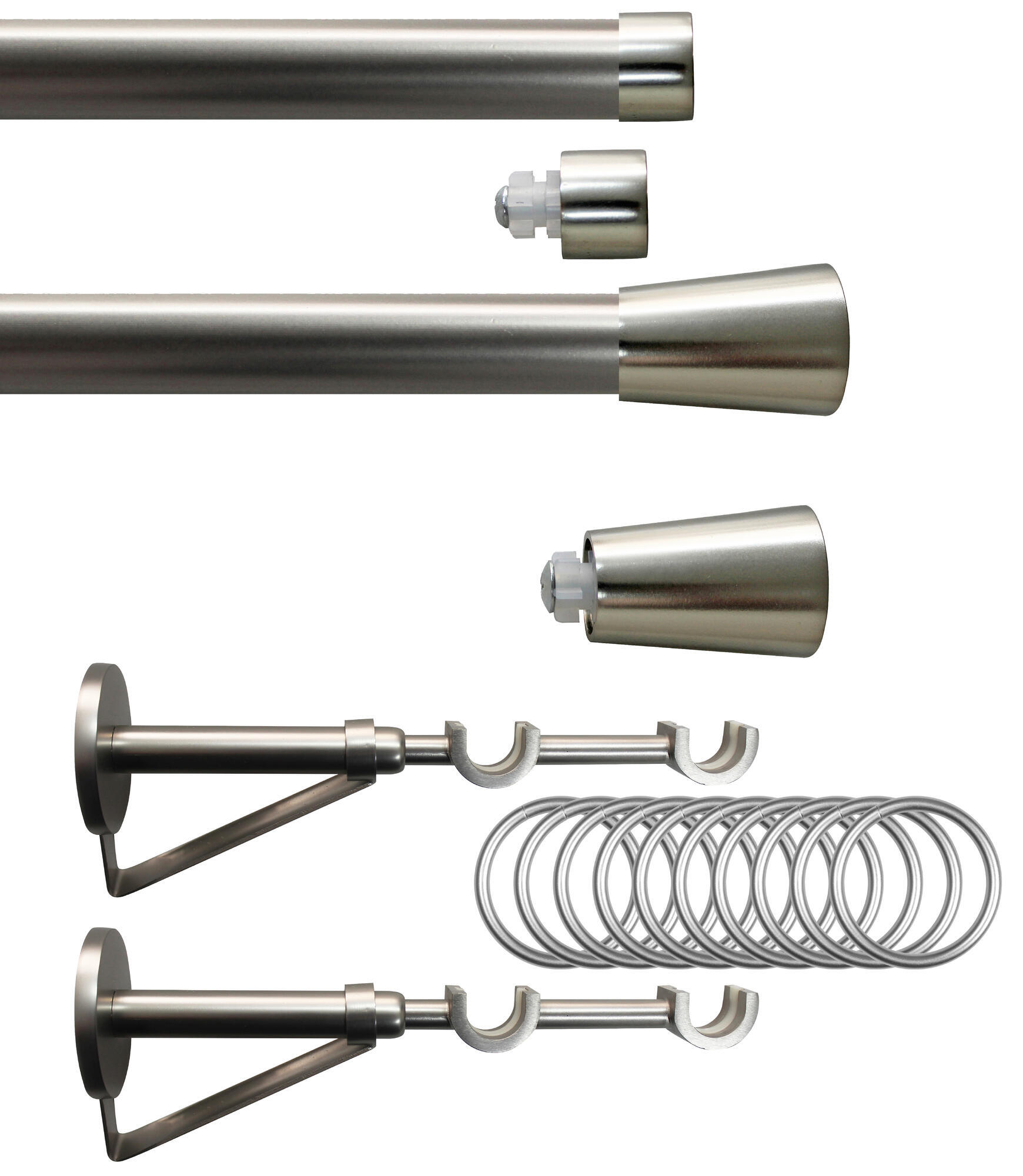 Set 2 barras metal diámetro 20mm cromo a pared 1.50m inspire con anillas copa