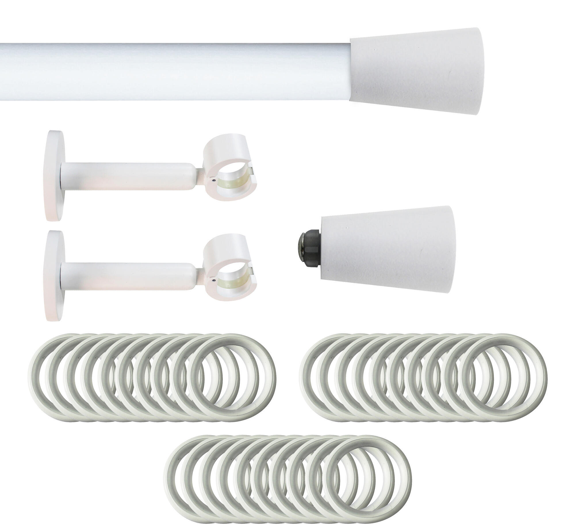 Set barra de metal diámetro 20mm blanco a pared 2.5m inspire con anillas co