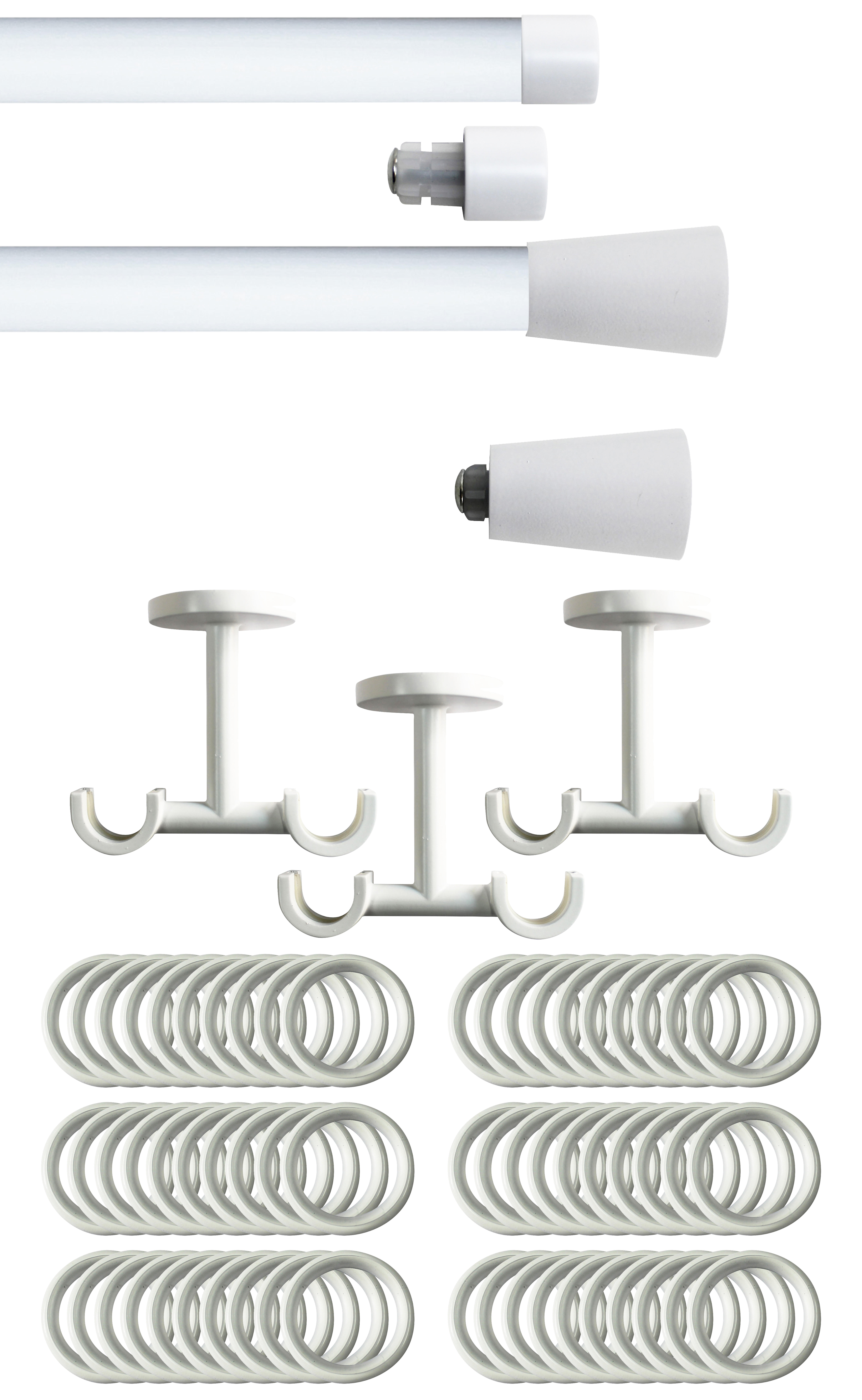 Set 2 barras de metal diámetro 20mm bla techo 2.5m inspire con anillas co