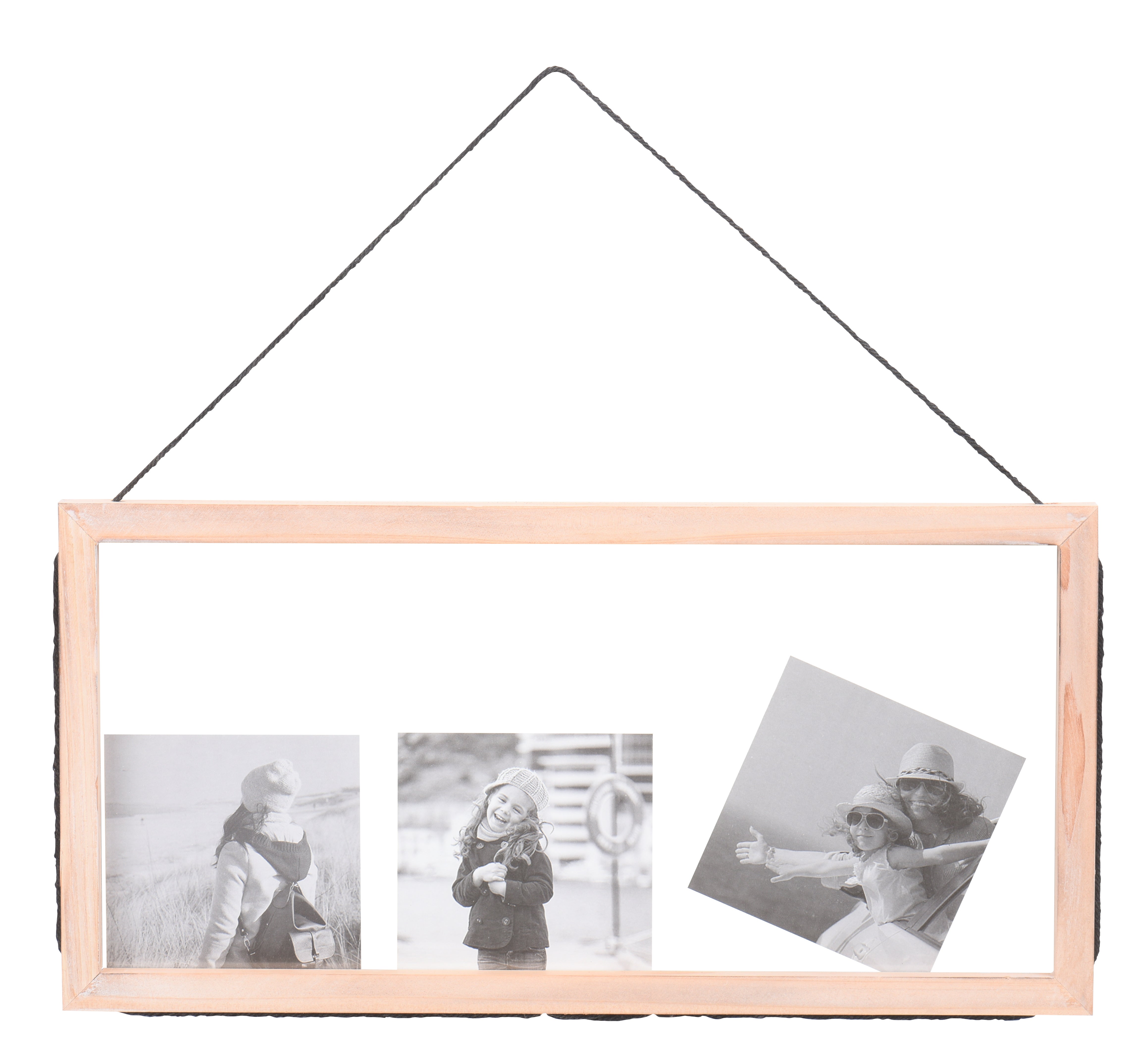 Multifotos madera cuerda natural 39x19..5cm
