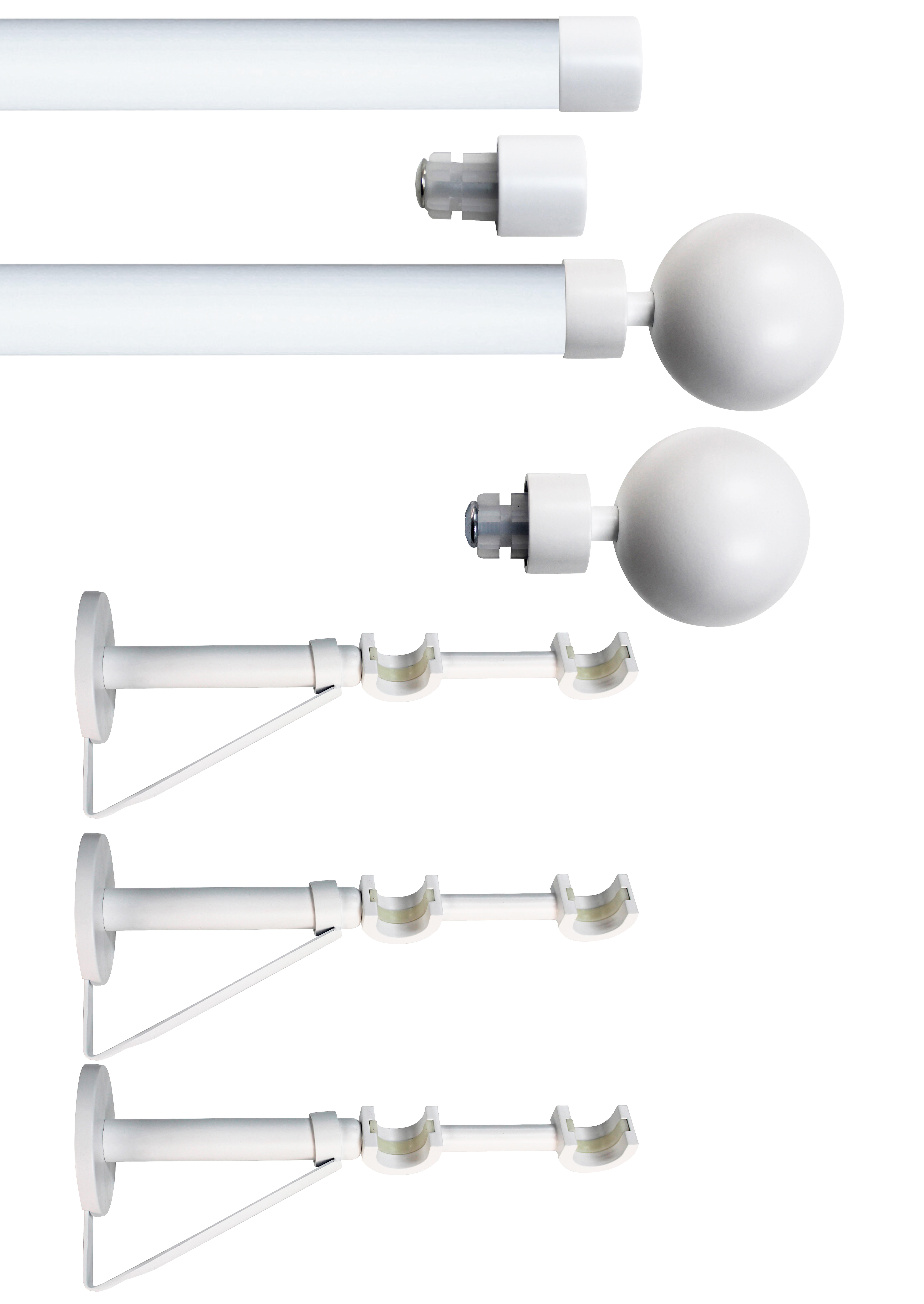 Set 2 barras de metal diámetro 20mm blanco a pared 2.5m inspire bola