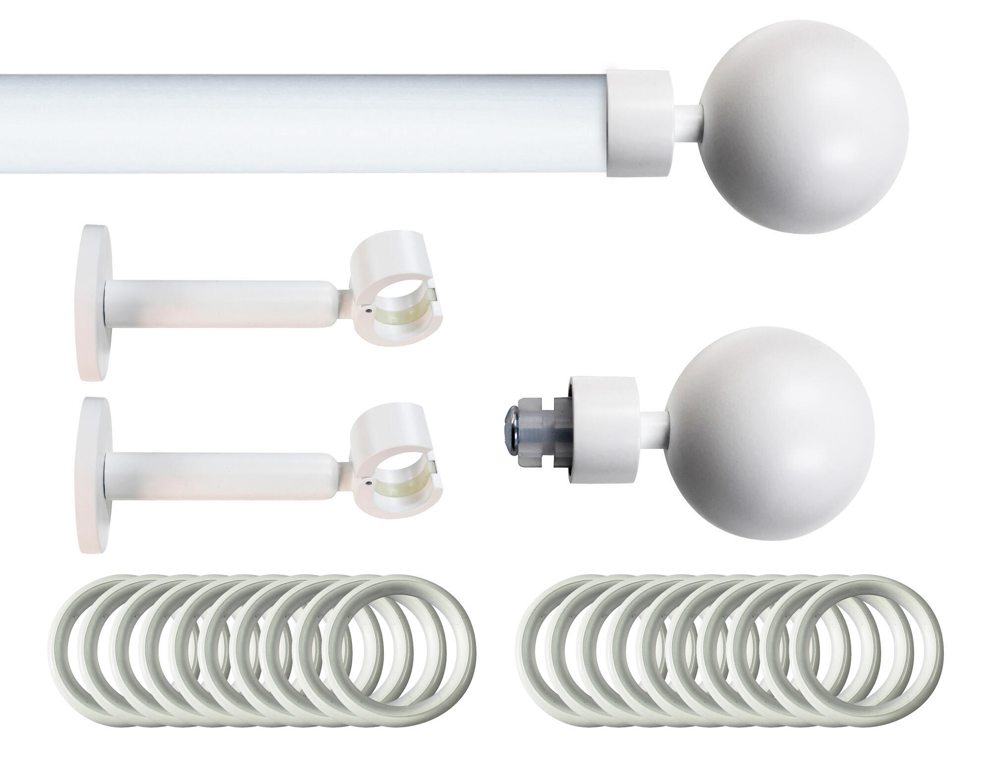 Set barra de metal diámetro 20mm blanco a pared 1.50m inspire con anillas bo