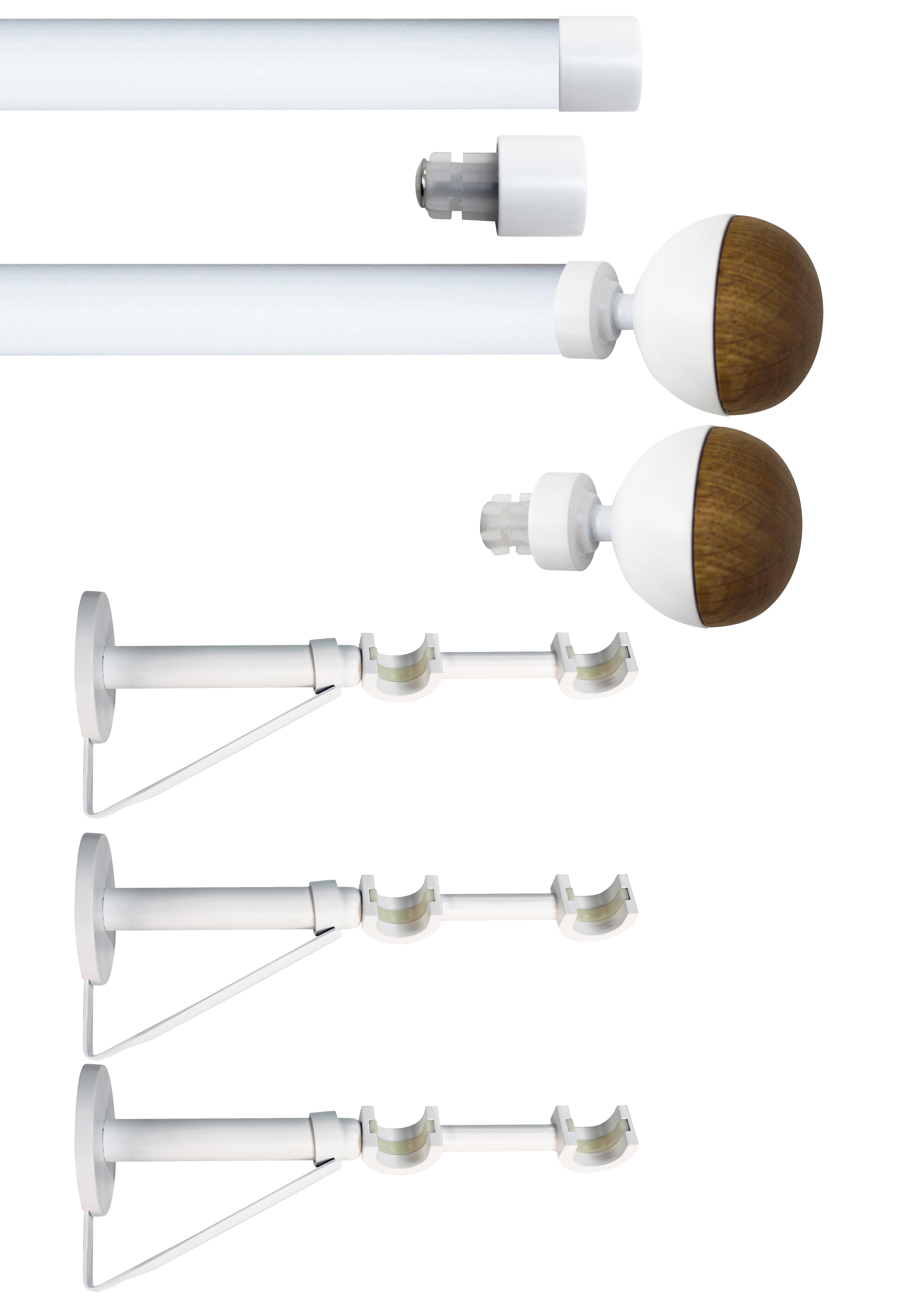 Set 2 barras de metal diámetro 20mm blanco a pared 2.5m inspire luna