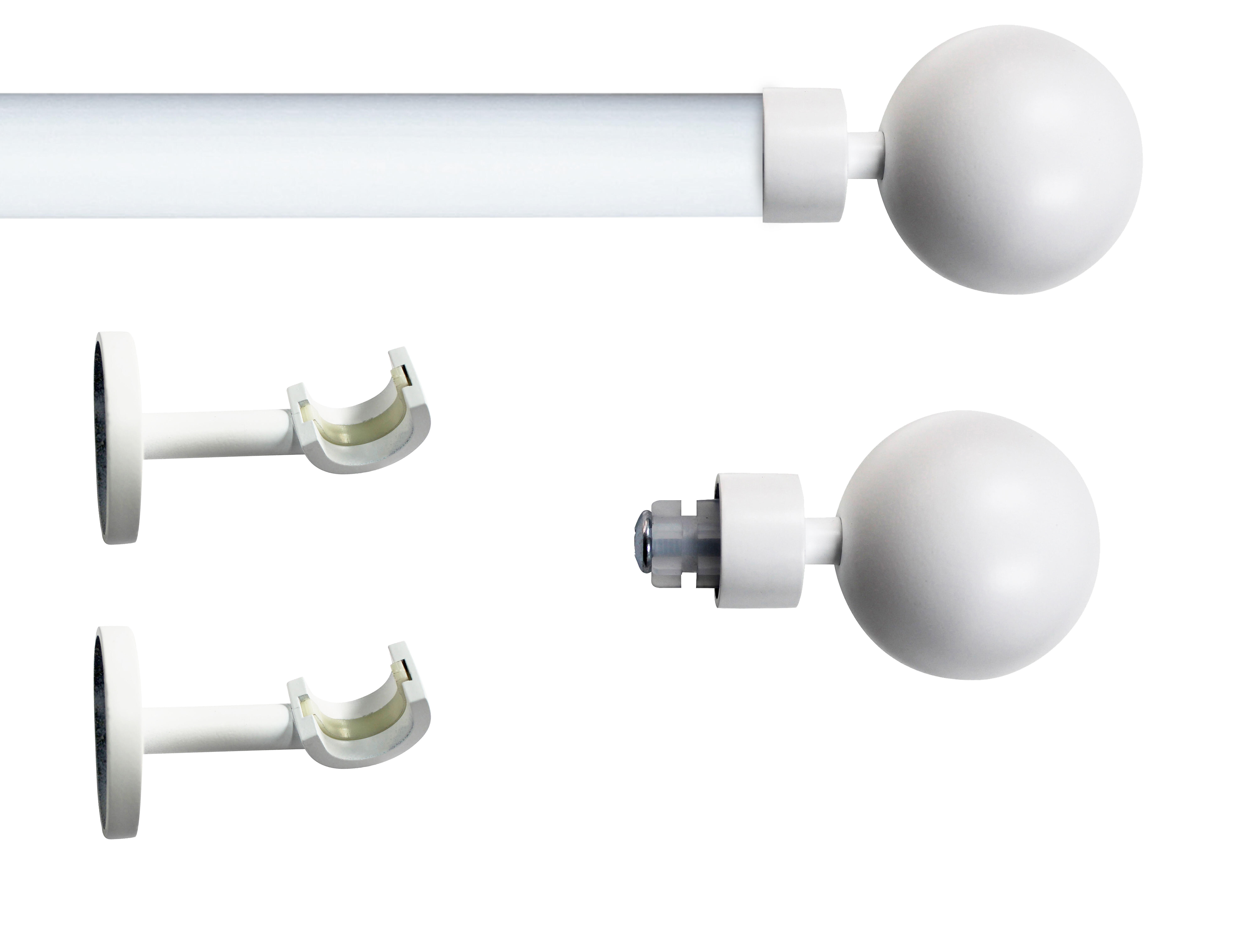 Set barra de metal diámetro 20mm blanco a techo 1.50m inspire bola