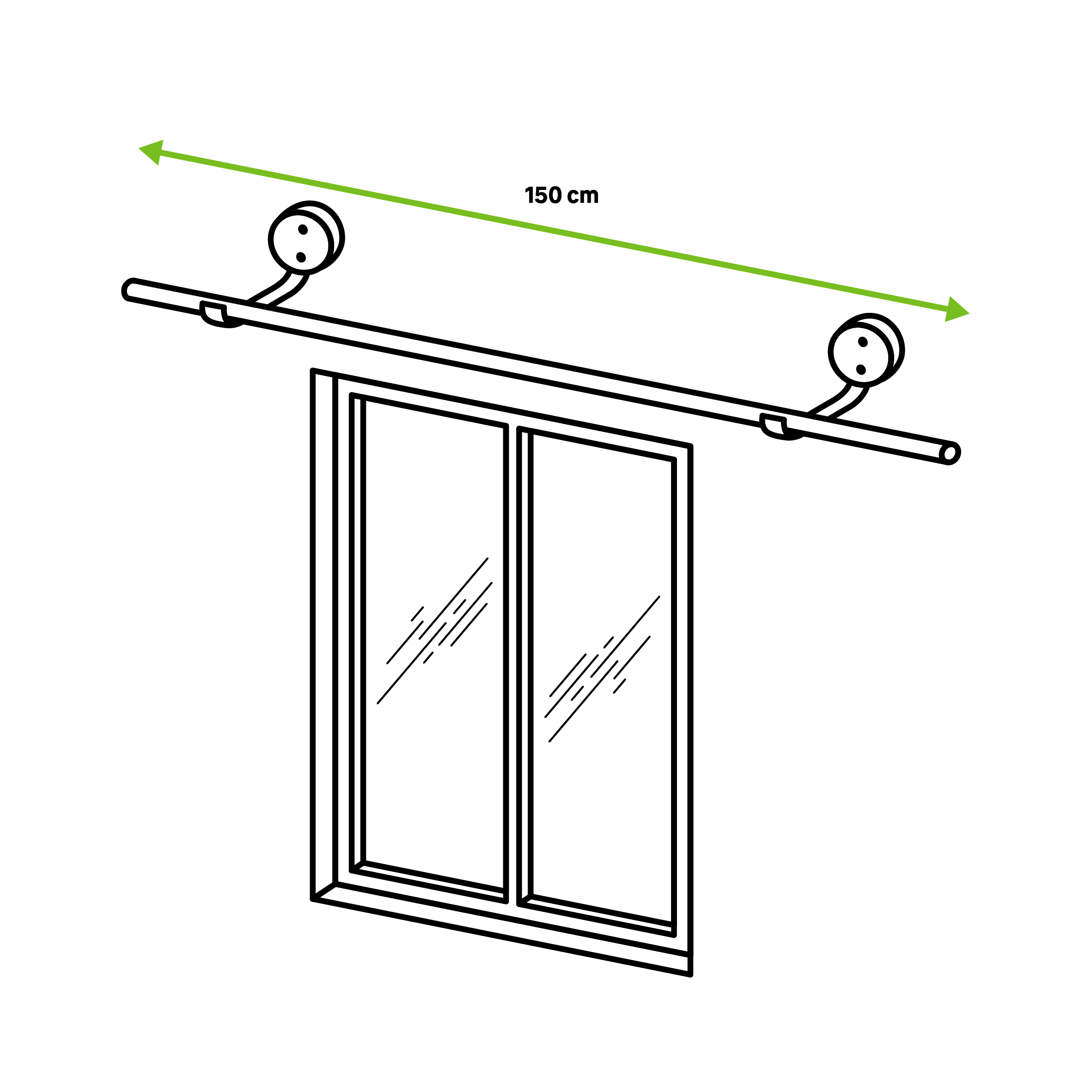 Set 2 barras metal diámetro 20mm cromo a pared 1.50m inspire con anillas bola bicolor