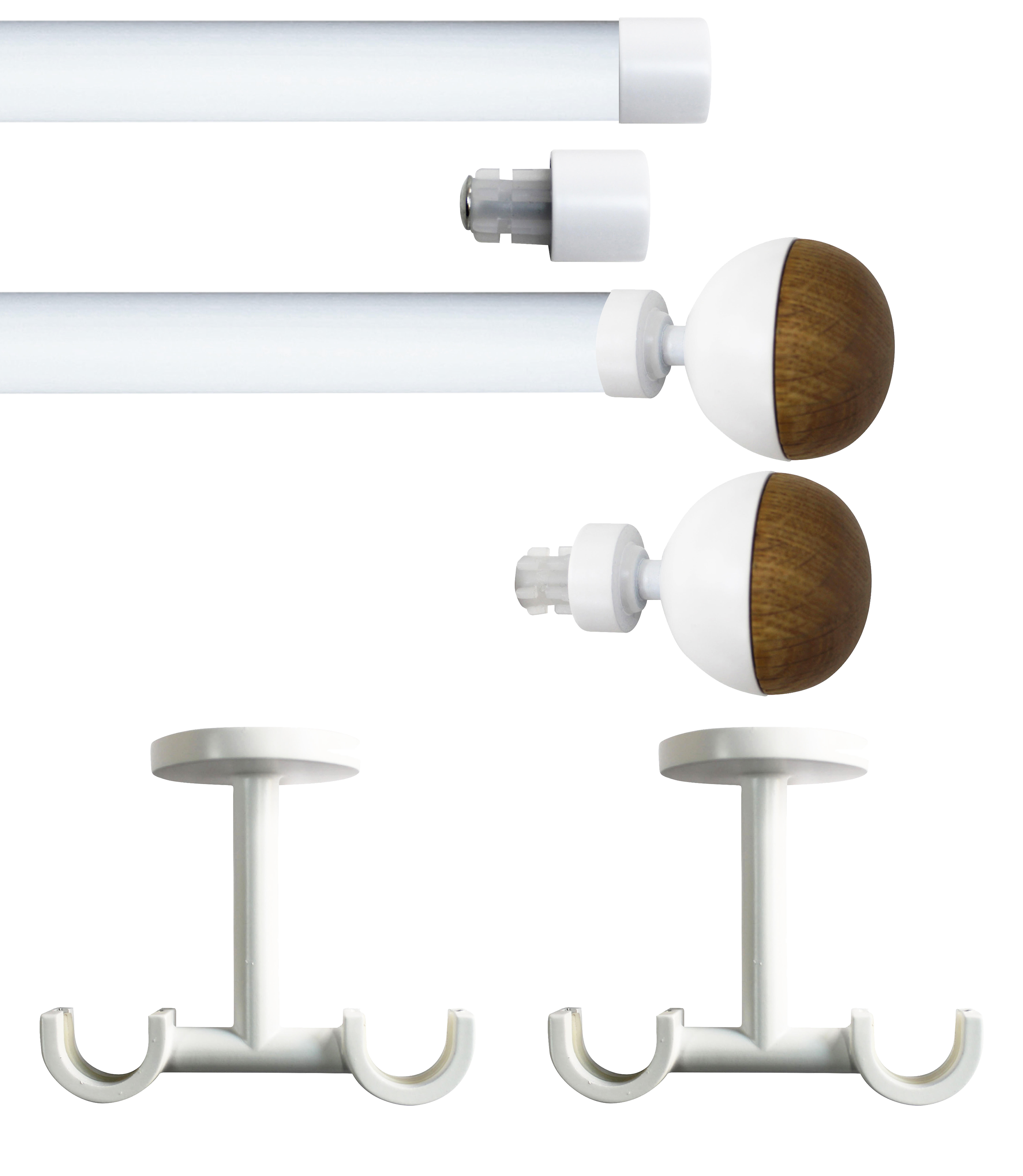 Set 2 barras de metal diámetro 20mm blanco a techo 1.50m inspire luna