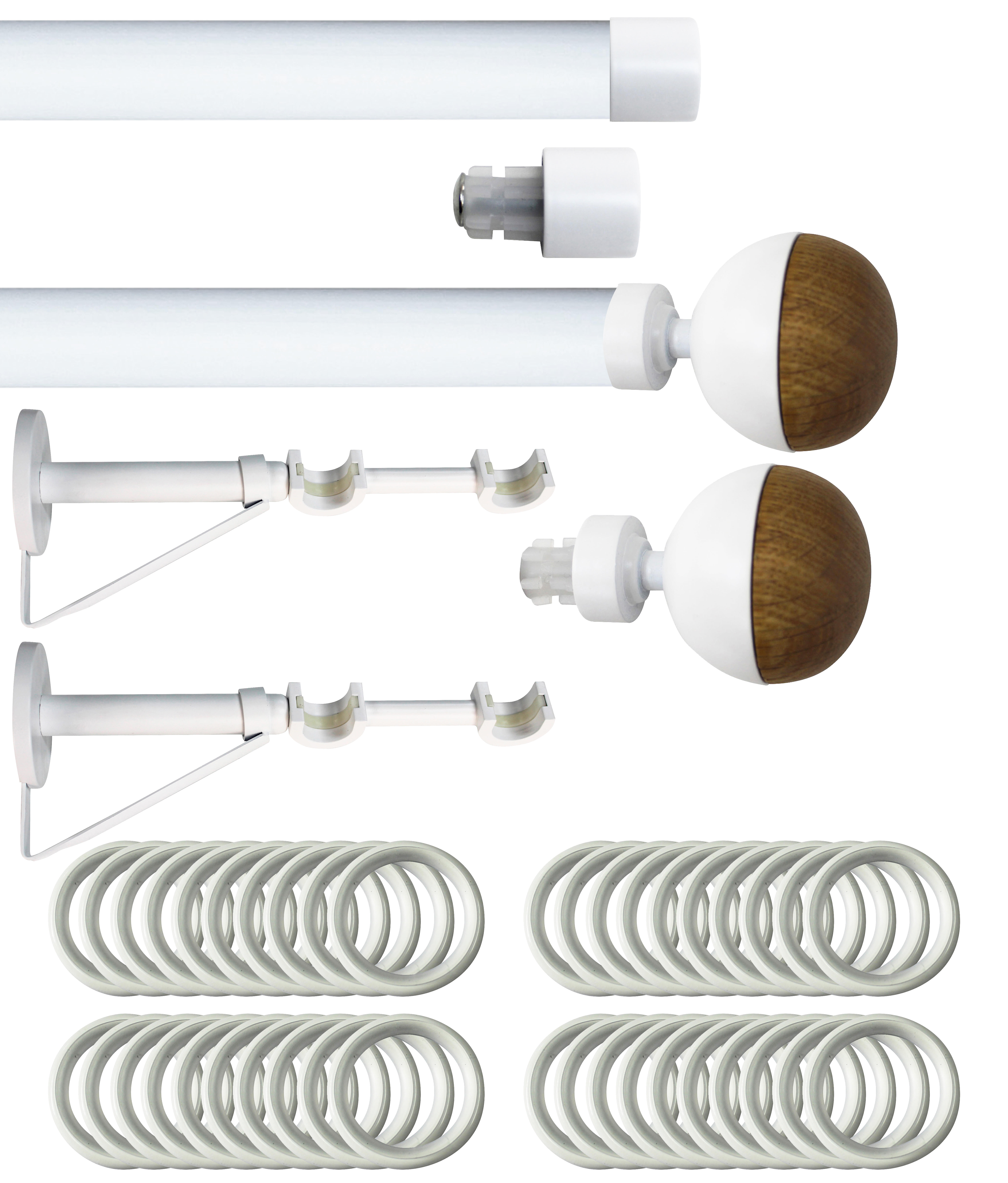 Set 2 barras de metal diámetro 20mm bl a pared 2m inspire con anillas luna