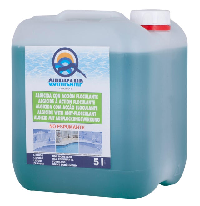 Algicida líquido multifunción para piscinas QUIMICAMP sin espuma en bidón 5L 