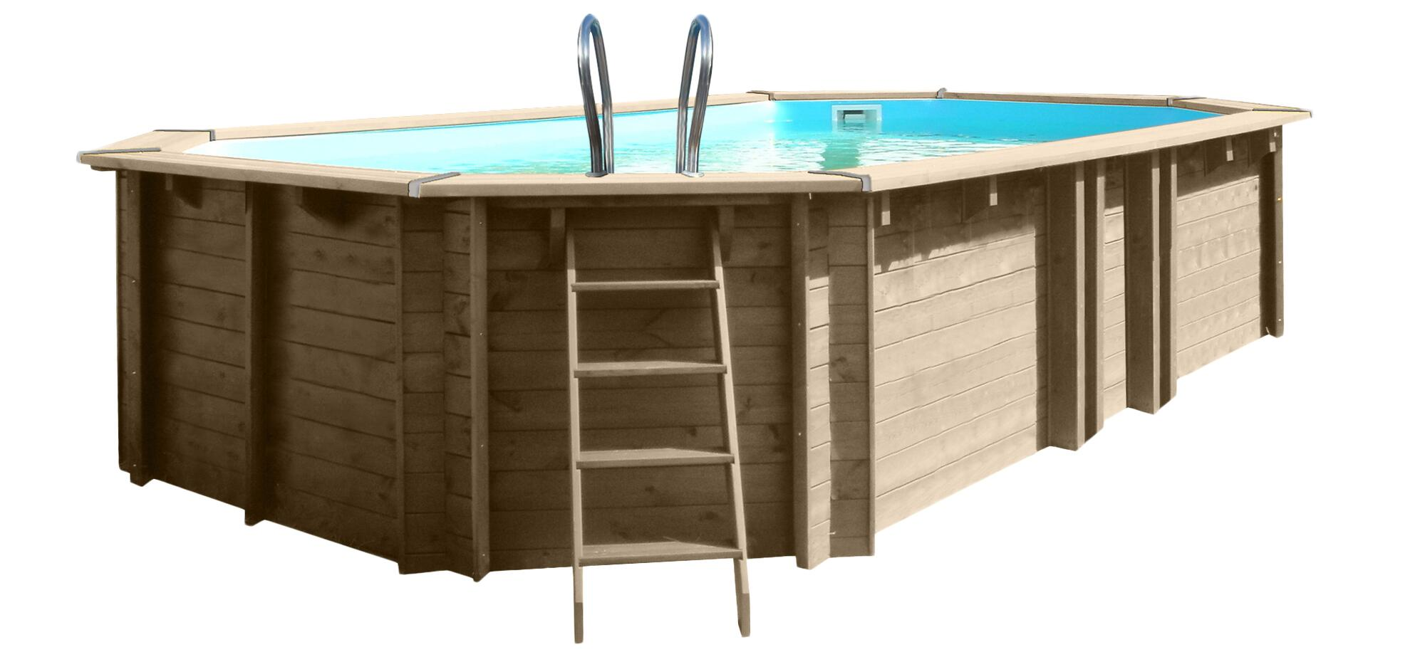 Piscina desmontable de madera ovalada gre 6.72x4.72x1.46 m