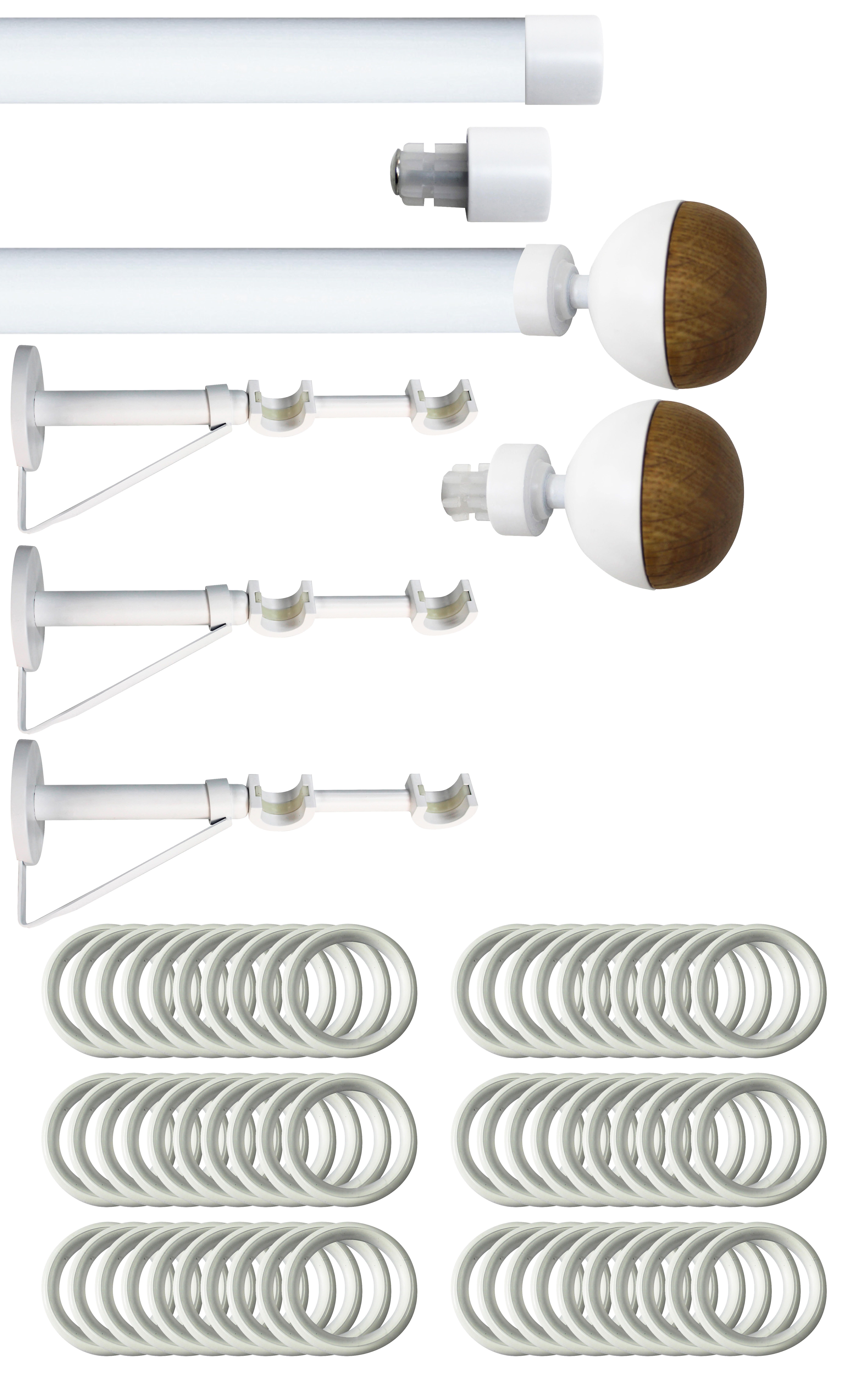 Set 2 barras de metal diámetro 20mm bl a pared 2.5m inspire con anillas lu