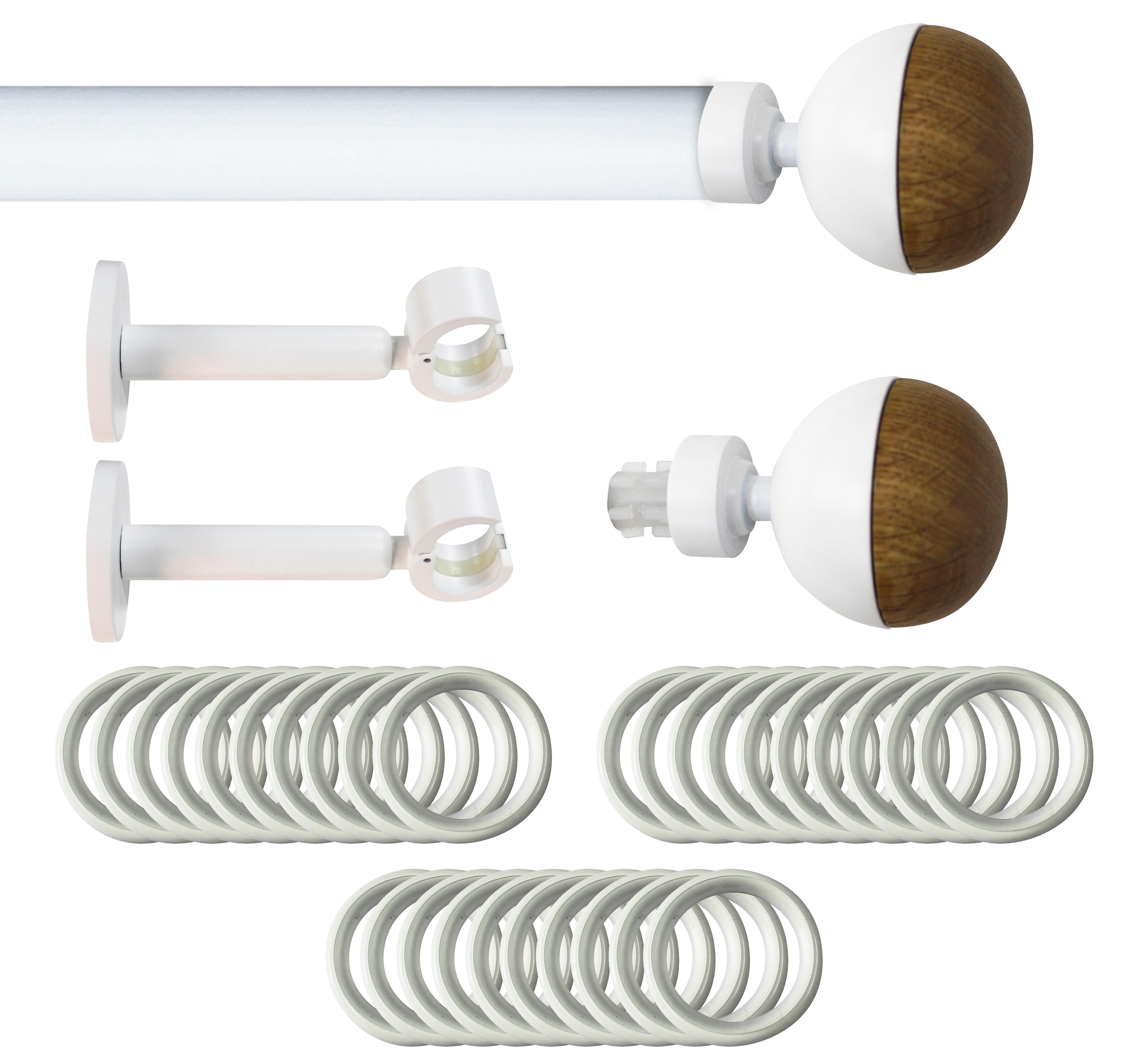 Set barra de metal diámetro 20mm blanco a pared 2.5m inspire con anillas lu