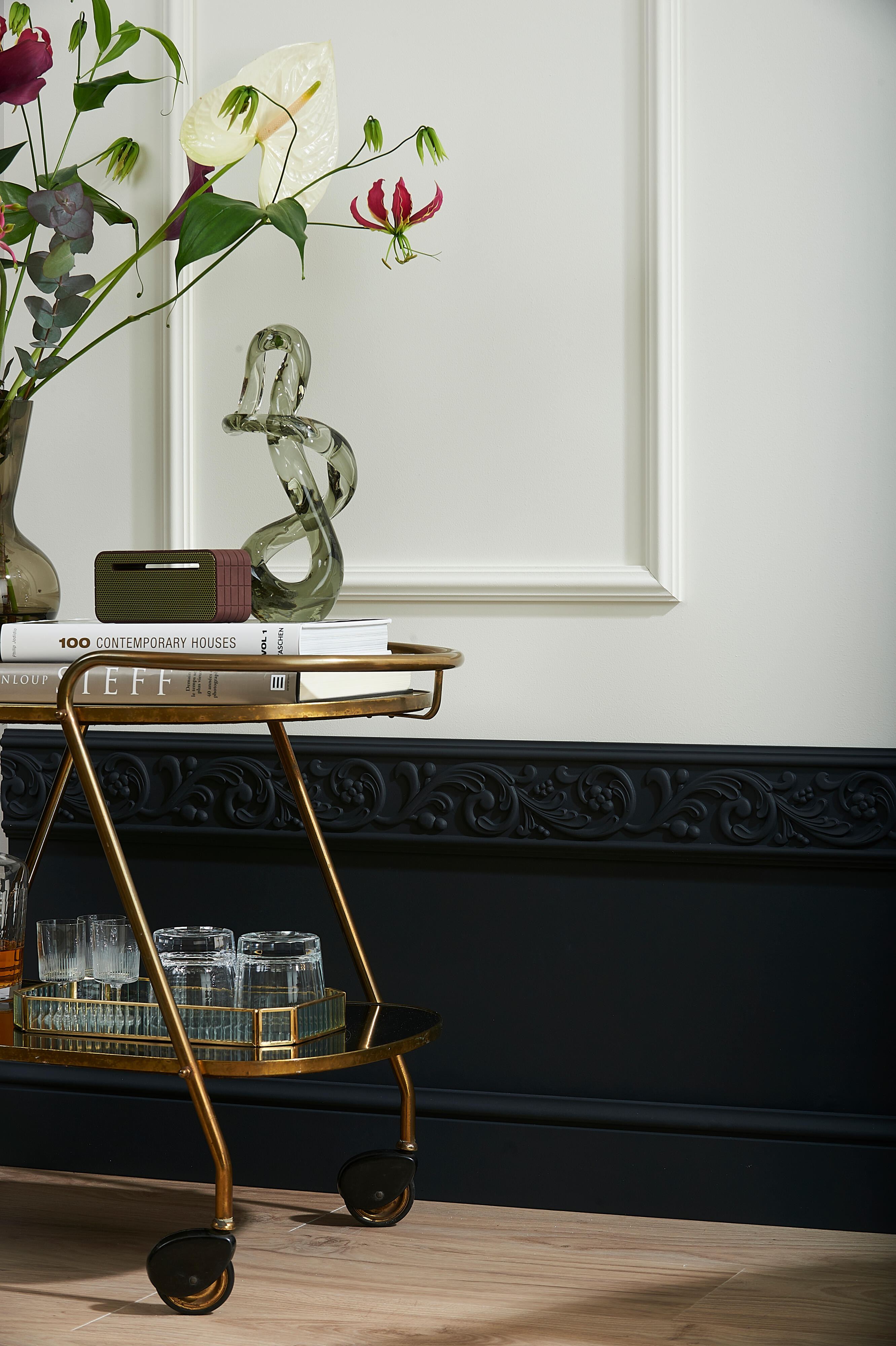 Moldura collarin de poliestireno crudo 40x20 mm x 2,0 m (ancho x grueso x largo) - 12