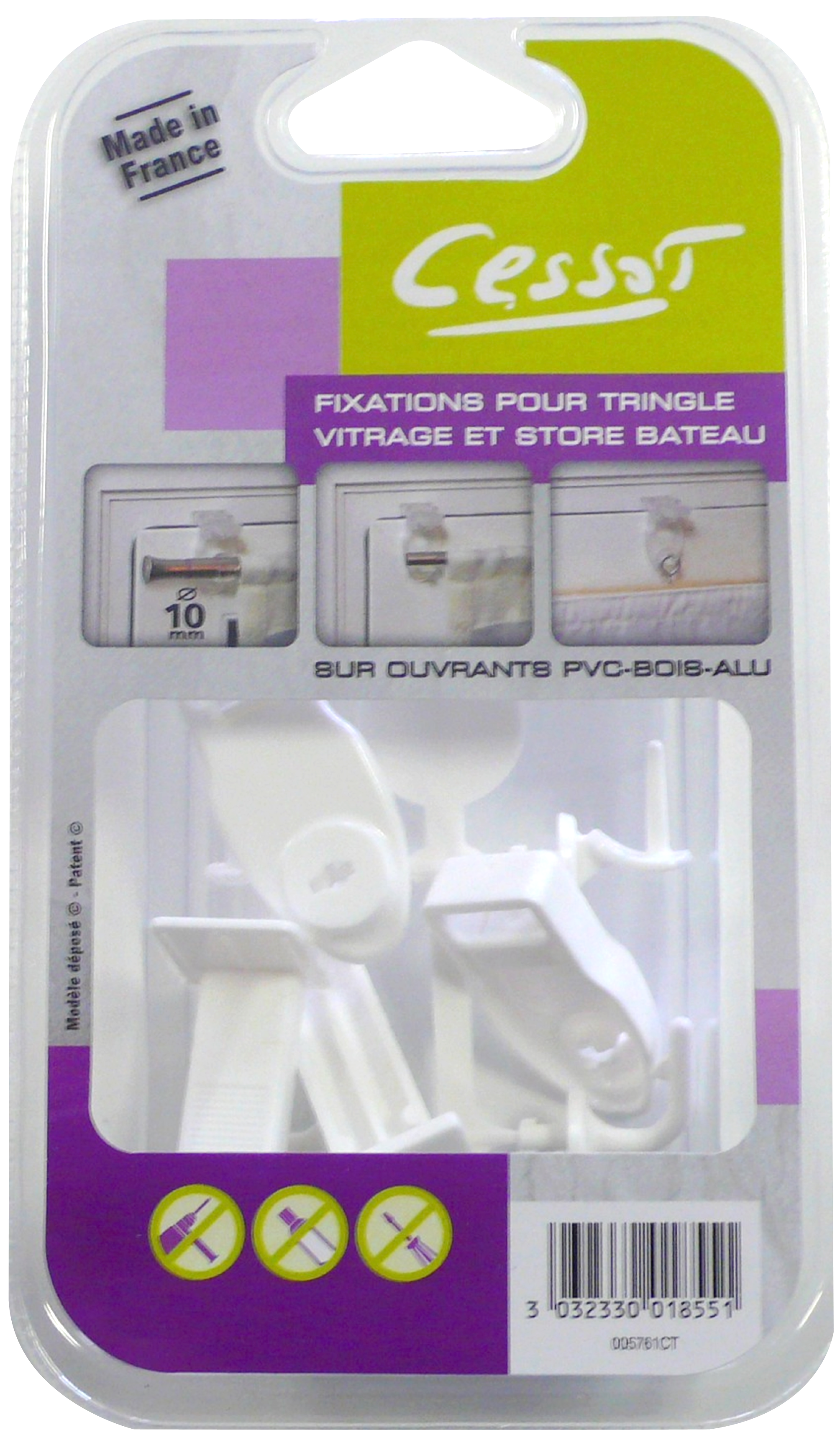 Kit 2 suportes de varão 10 cm perfil janela sem furação branco - 2