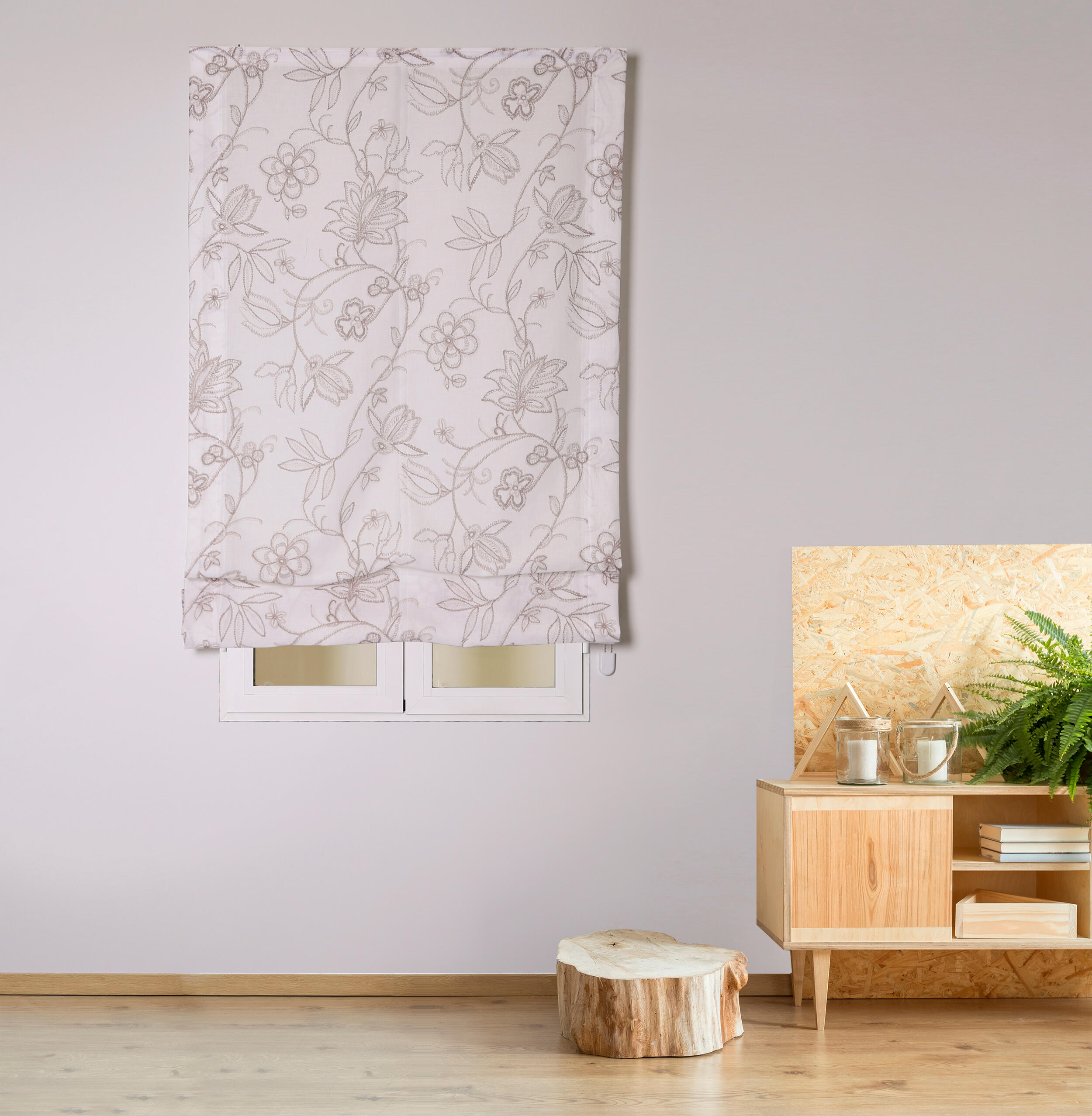 Estor plegable paqueto manila blanco, beige de 165x250 cm