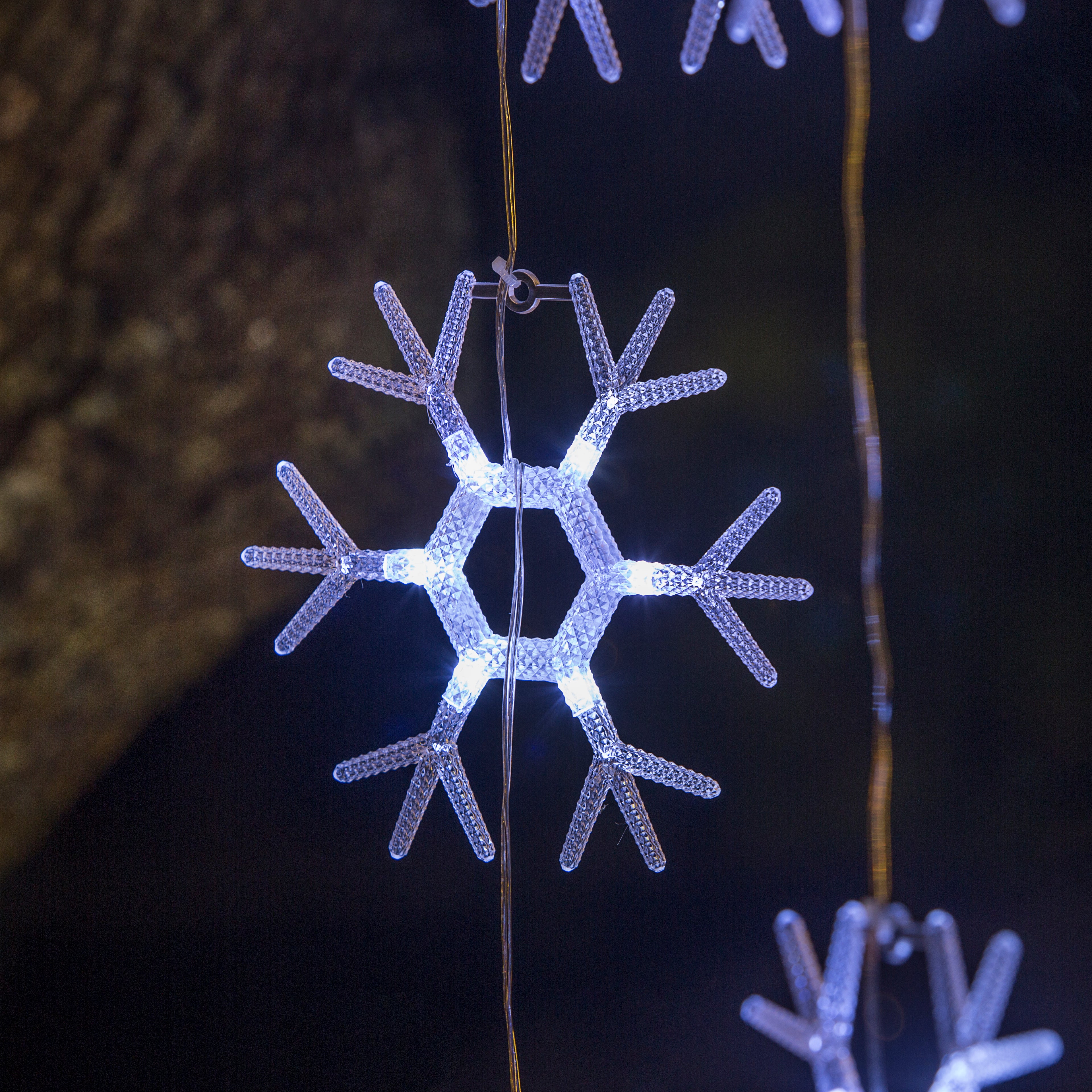 Cortina luminosa FLOCOS DE NEVE 1X1M 54 Led Branco exterior - 9