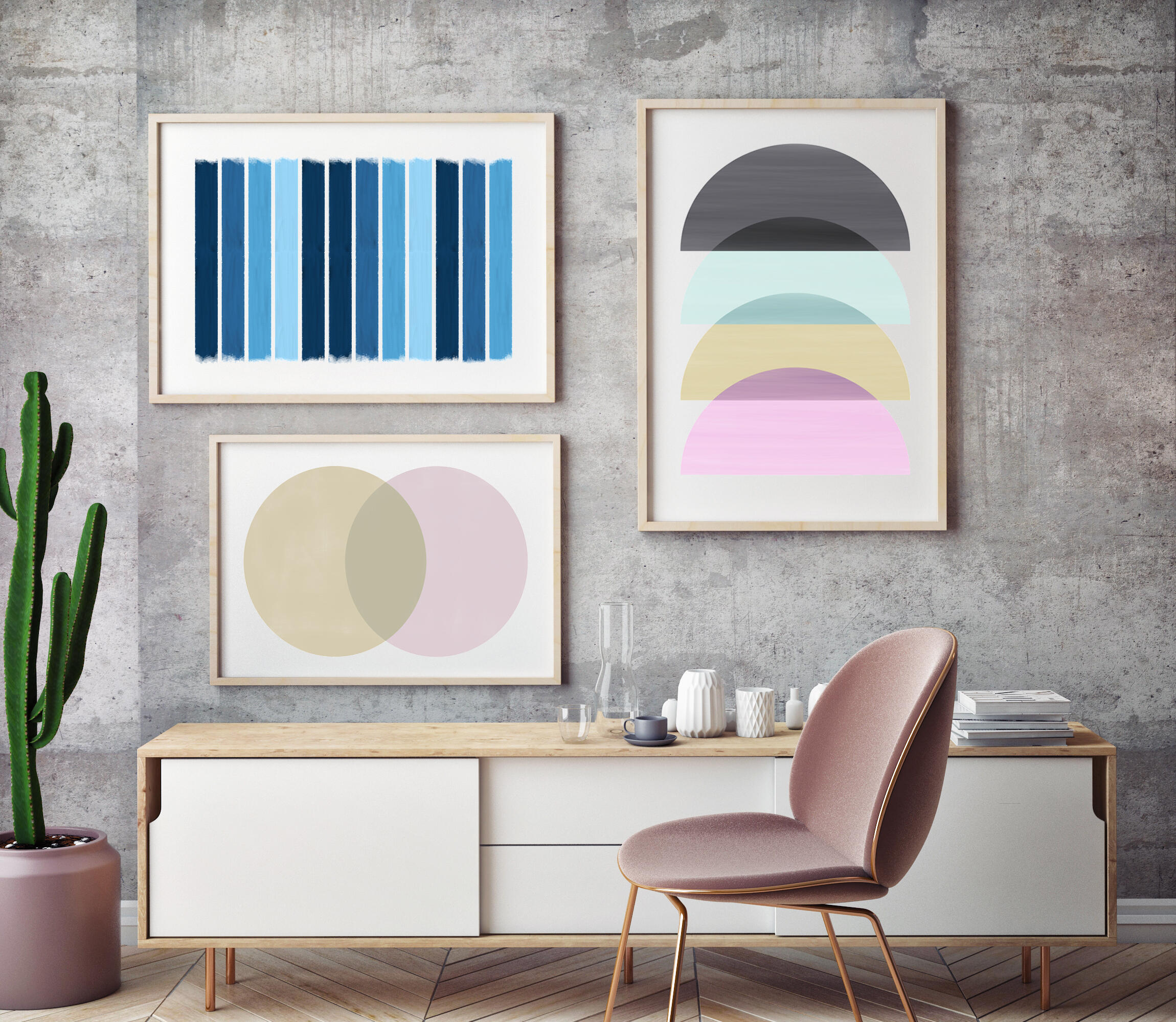 Cuadro pintado con marco half 70 cm x 50 cm