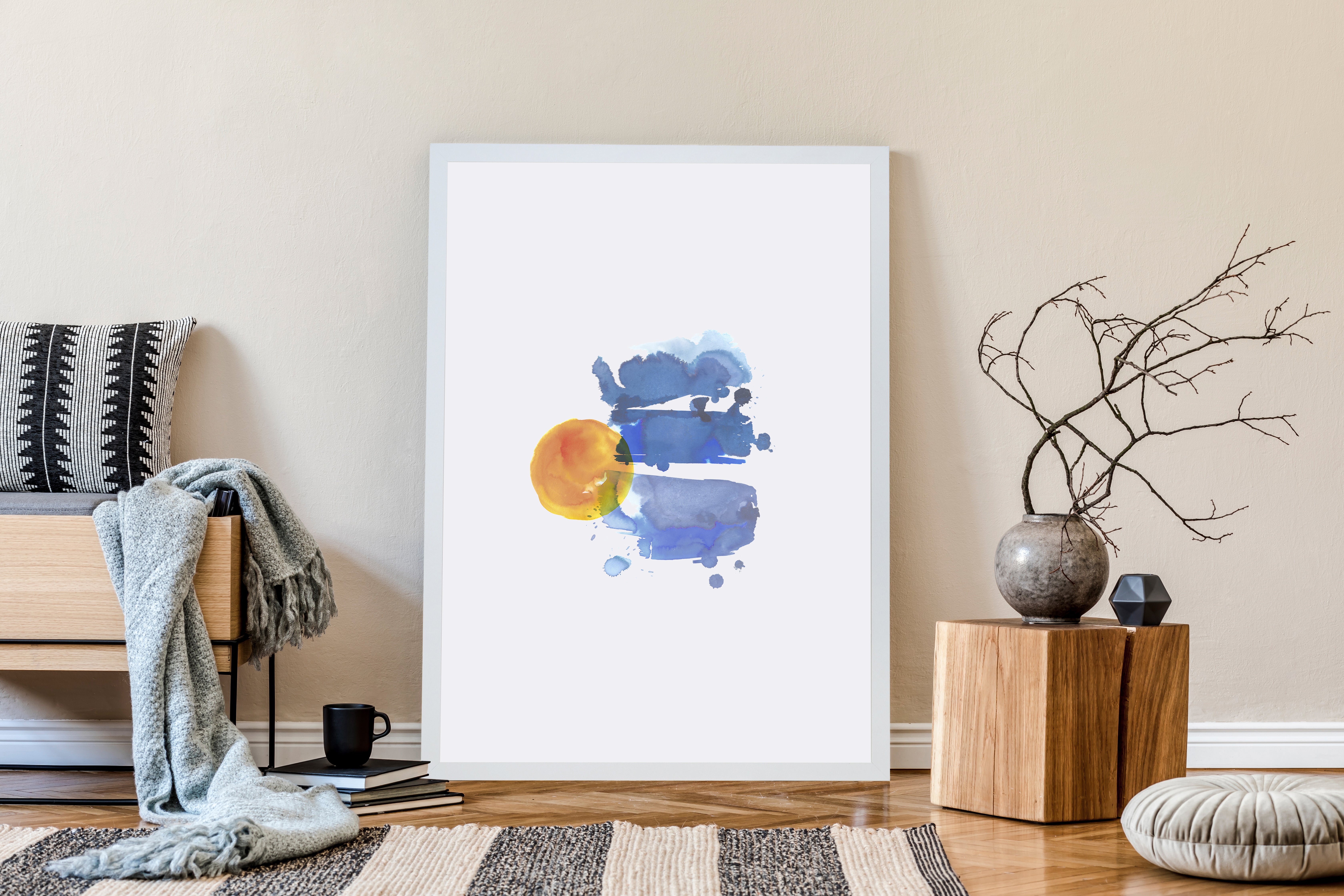 Cuadro pintado con marco sky 70 cm x 50 cm