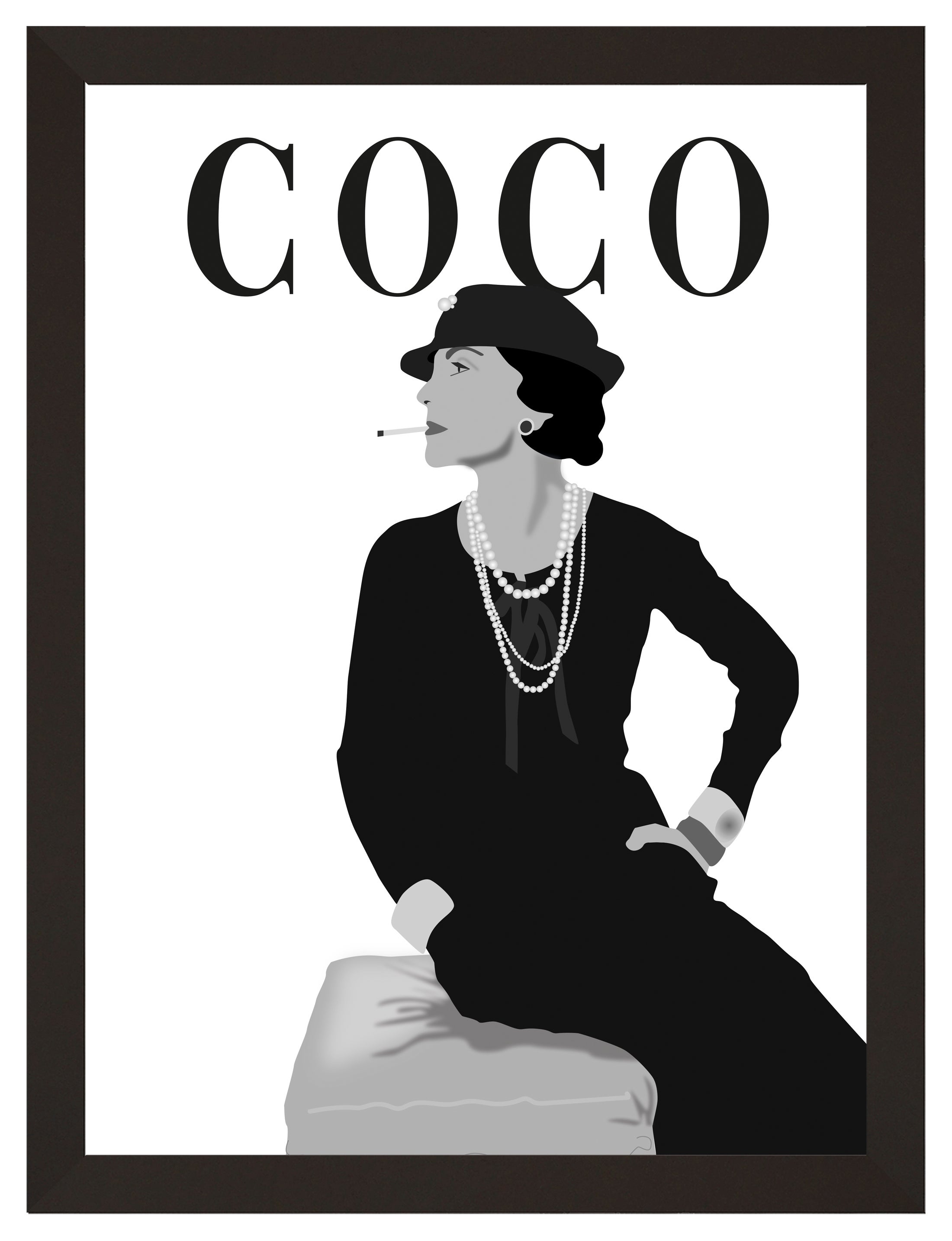 Cuadro pintado con marco coco 30 cm x 40 cm