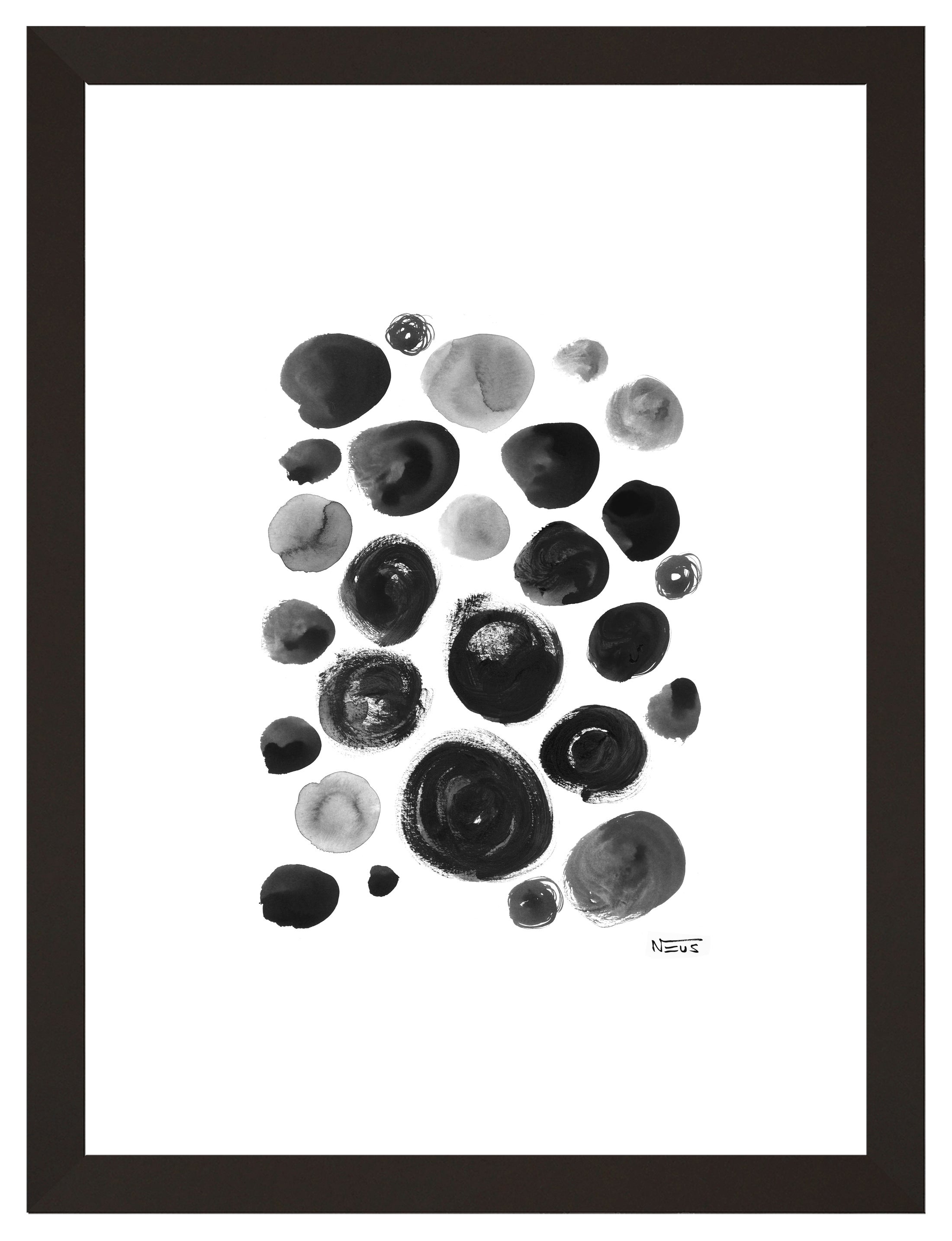 Cuadro pintado con marco dots white 30 cm x 40 cm