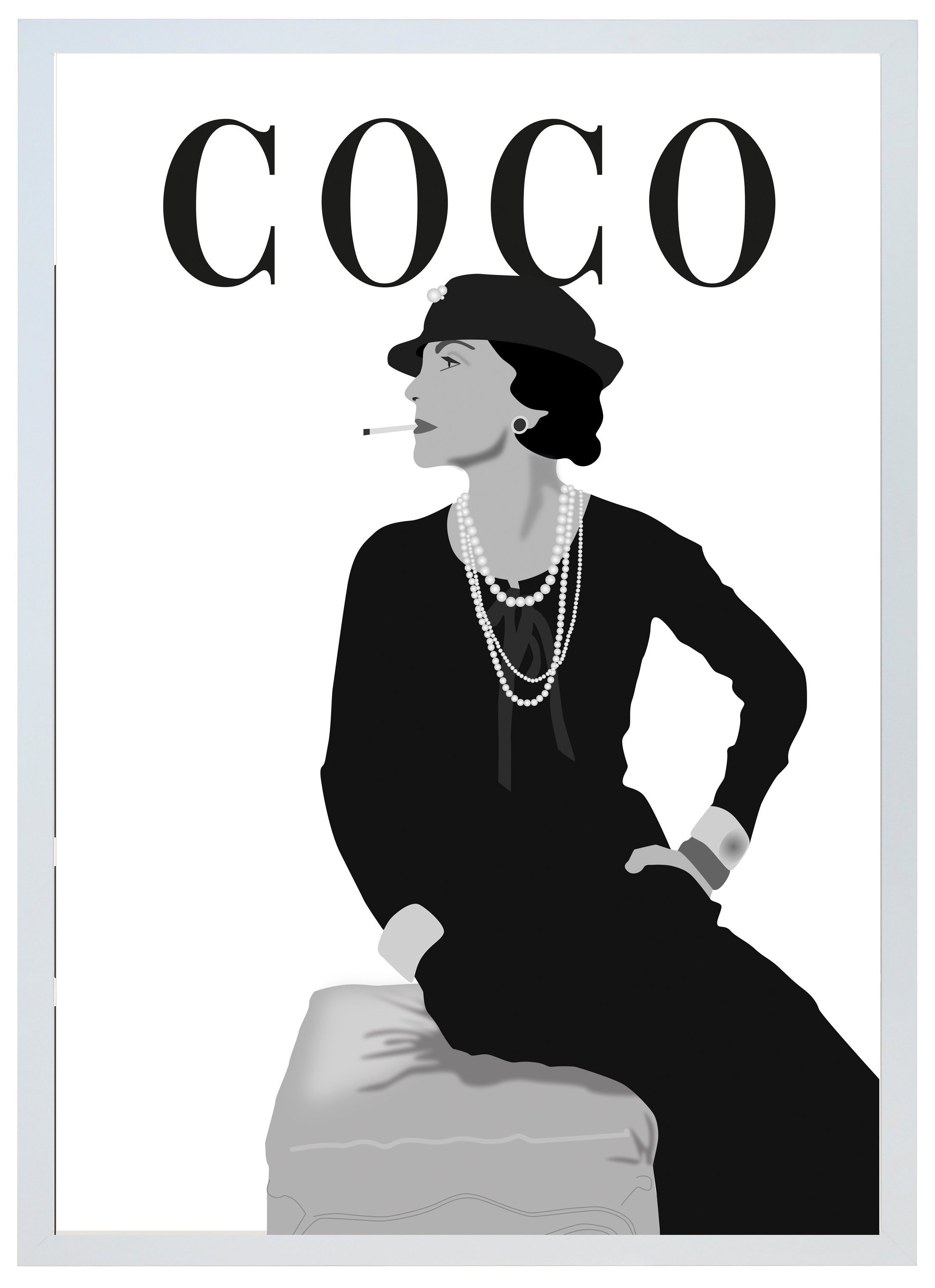 Cuadro pintado con marco coco 70 cm x 50 cm