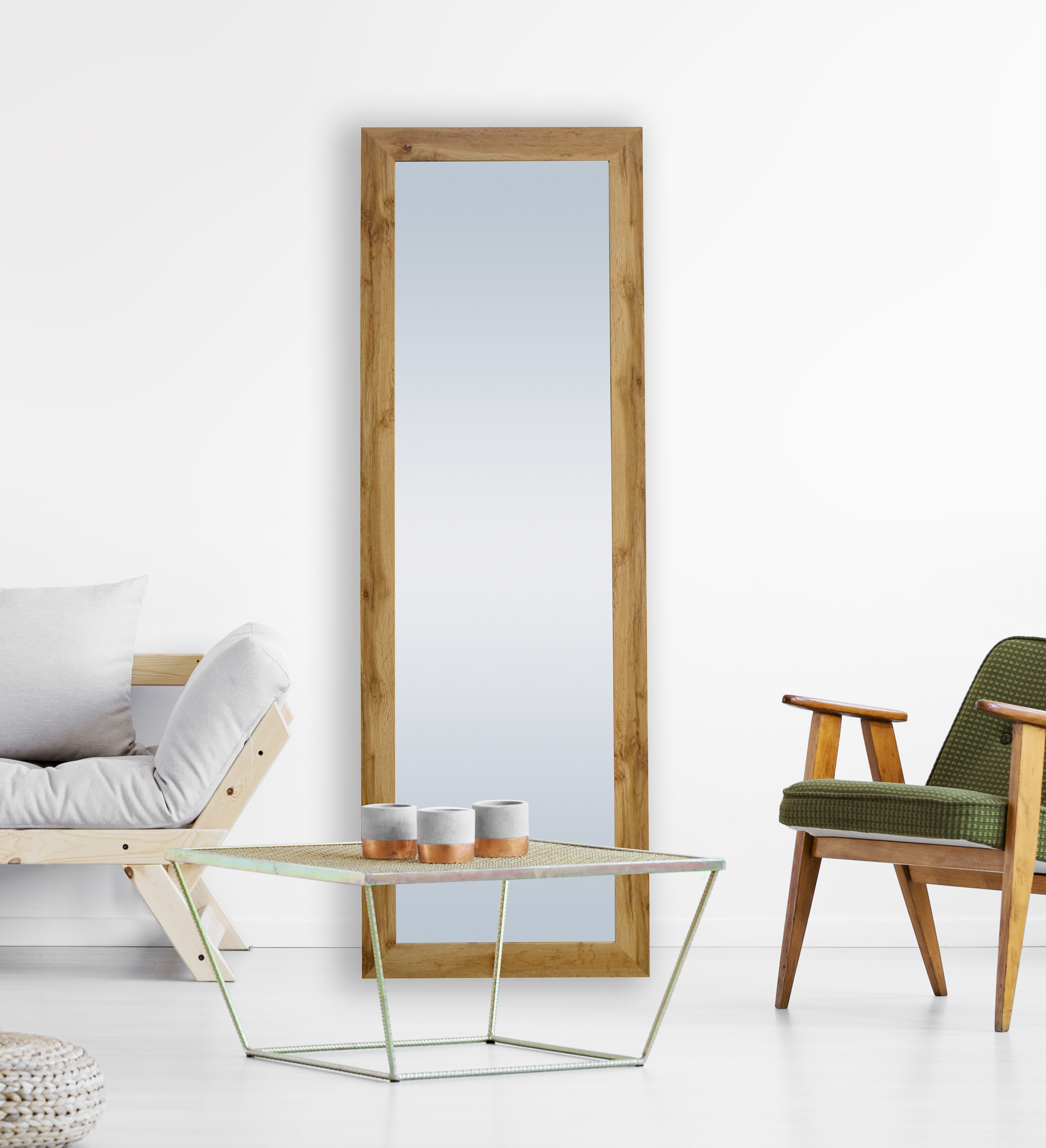 Espejo enmarcado de pared rectangular Pierre MDF roble mate  de 52 x 152 cm - 3