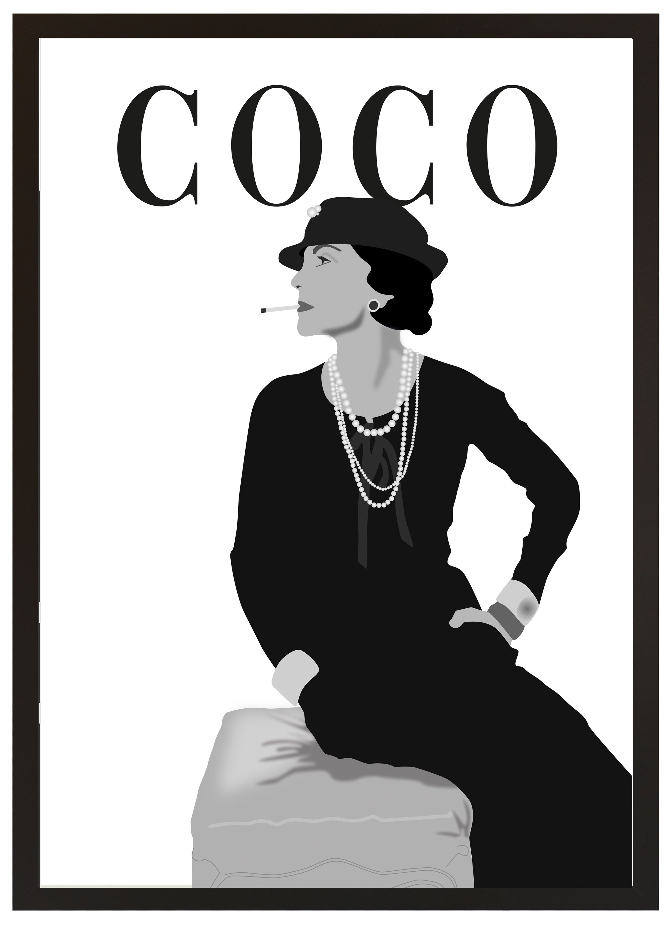 Cuadro pintado con marco coco 70 cm x 50 cm