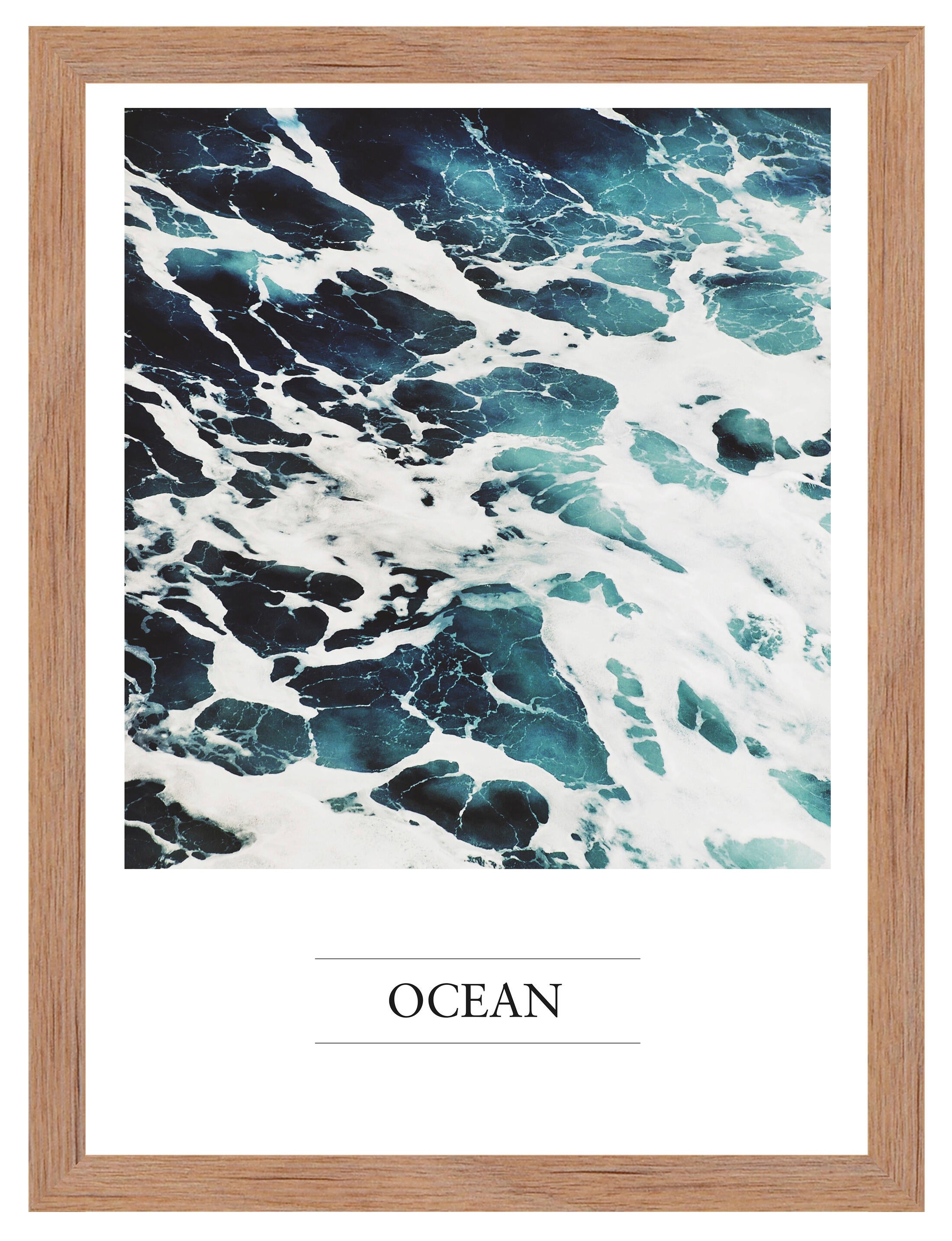 Gad Gonzalez Arte Y Decoración  Cuadro Pintura Impresa Enmarcada Abstracto Rectangular De 30 X 40 Cm. Mdf Ocean Y Marco Color Roble Azul/Blanco , Leroy Merlin