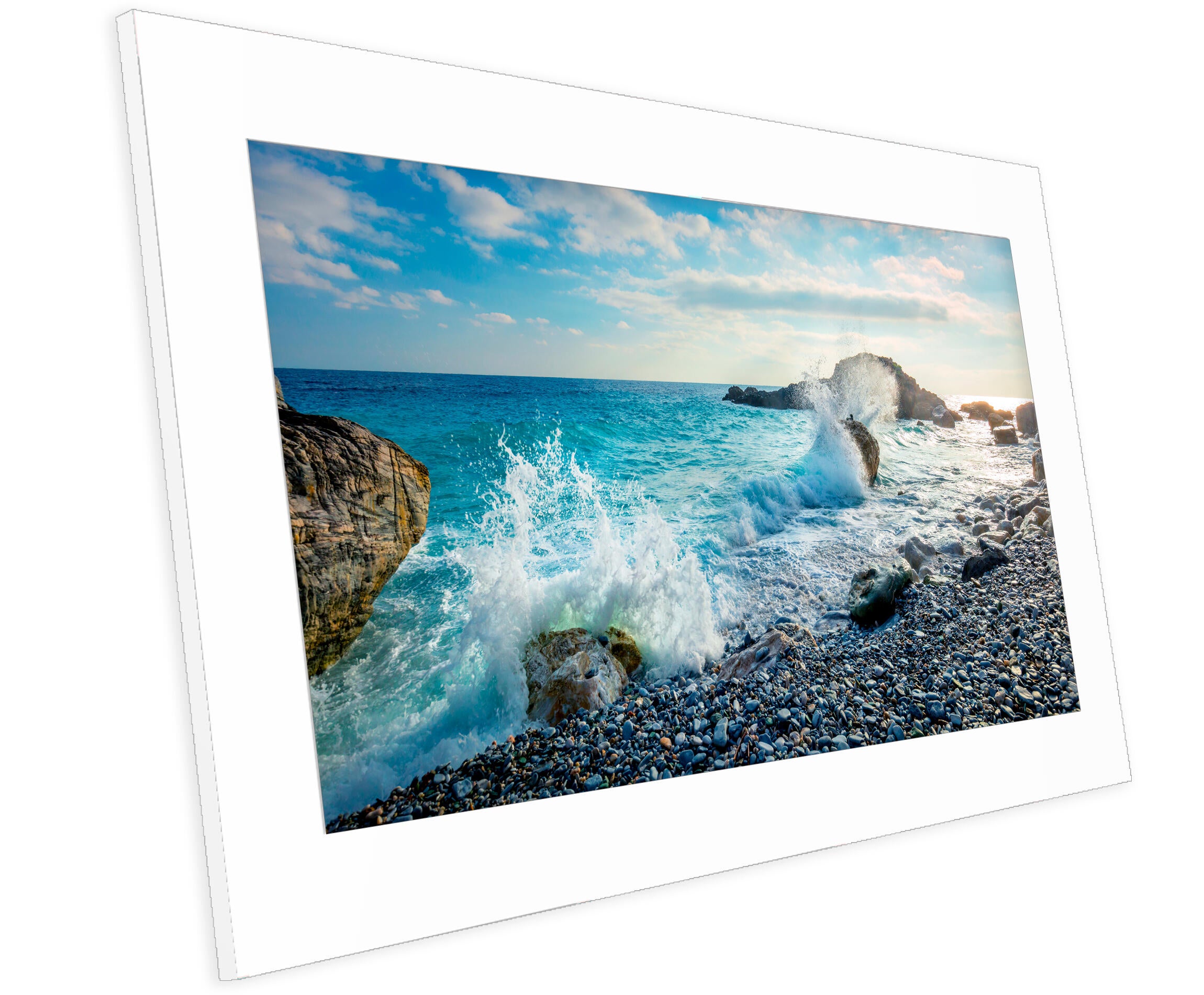 Pintura impresa sin marco Mar rectangular de 140 x 80 cm. MDF Altomarina pasteles cálidos - 5