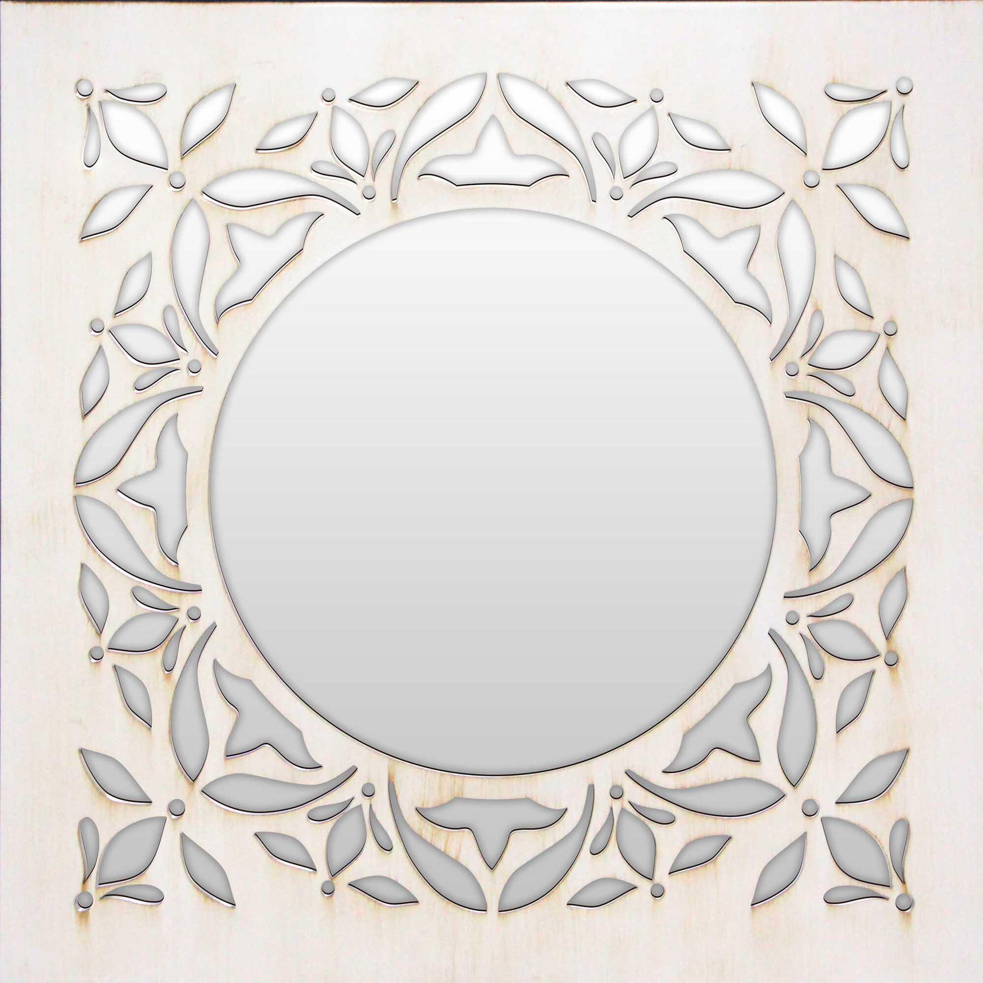 Espejo enmarcado de pared cuadrado vishnu mdf blanco satinado de 50 cm